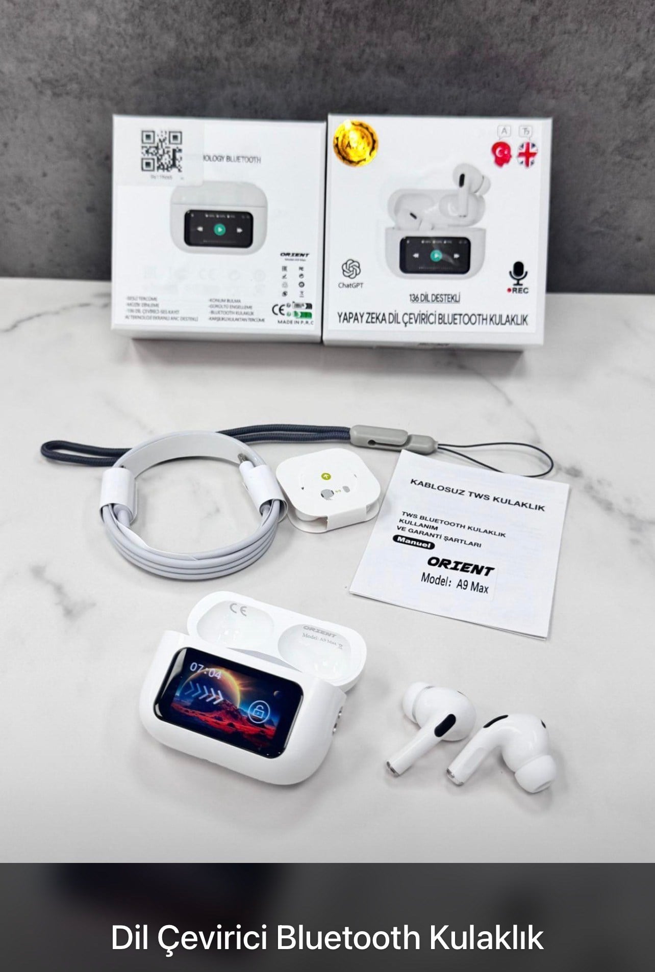 Orient A9 Max Yapay Zeka Destekli Dil Çevirici Bluetooth TWS Kulaklık