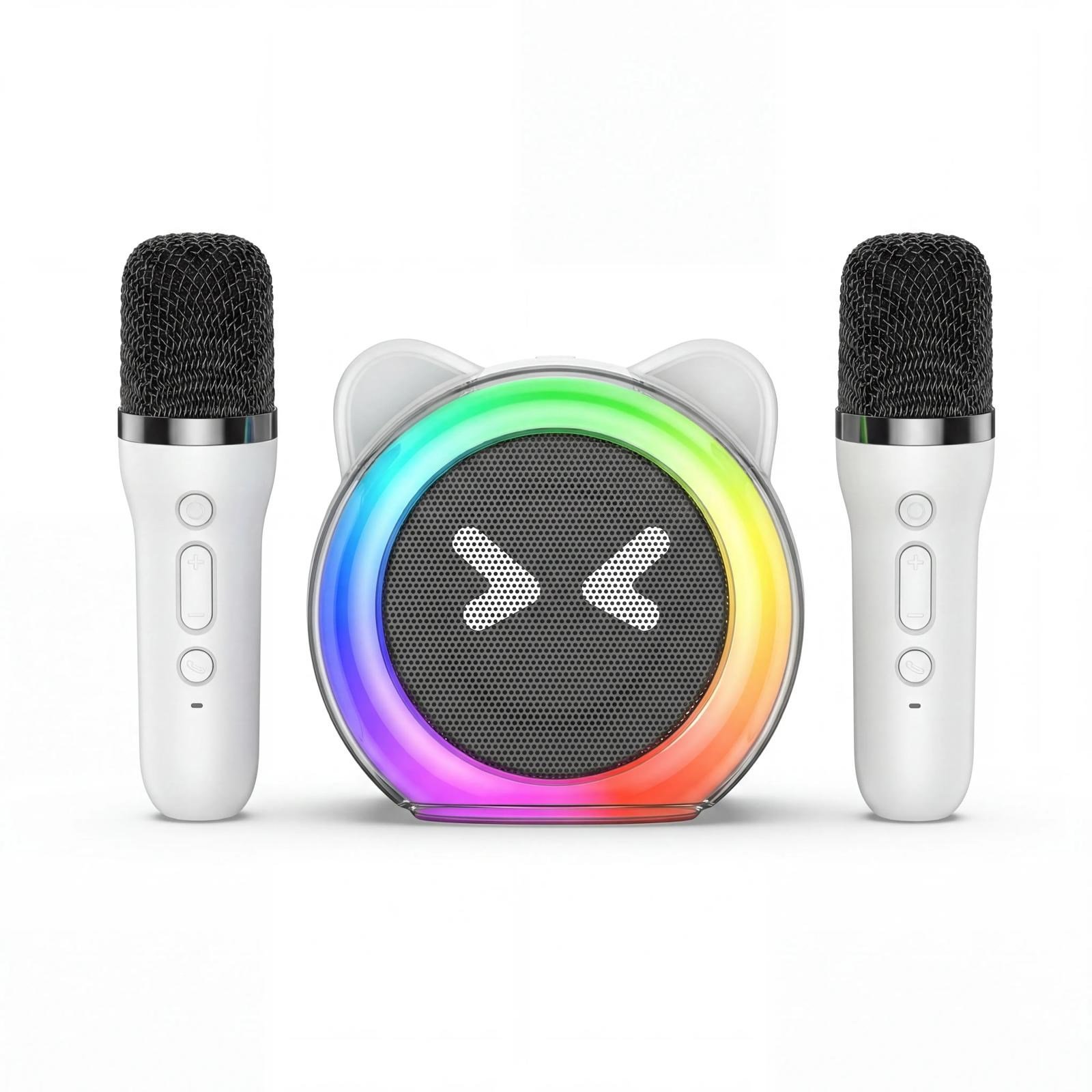 Yesido YSW36 Kablosuz Karaoke Hoparlör Seti 2 Mikrofonlu RGB Işıklı Bluetooth Speaker