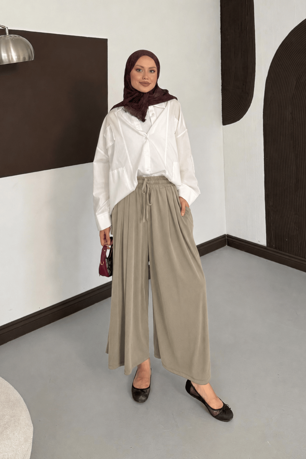 Lina Oysho Etek Görünümlü Pantolon - Haki