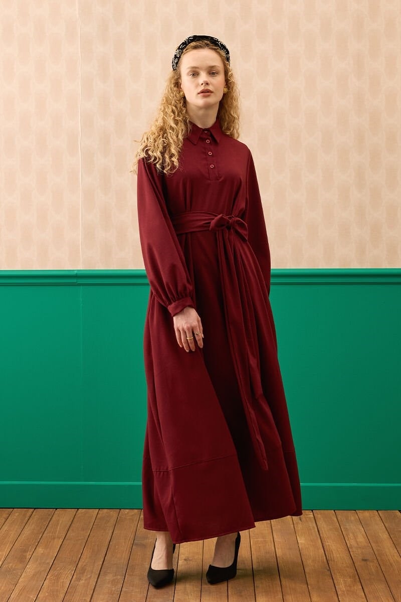 Bordo Vintage Elbise