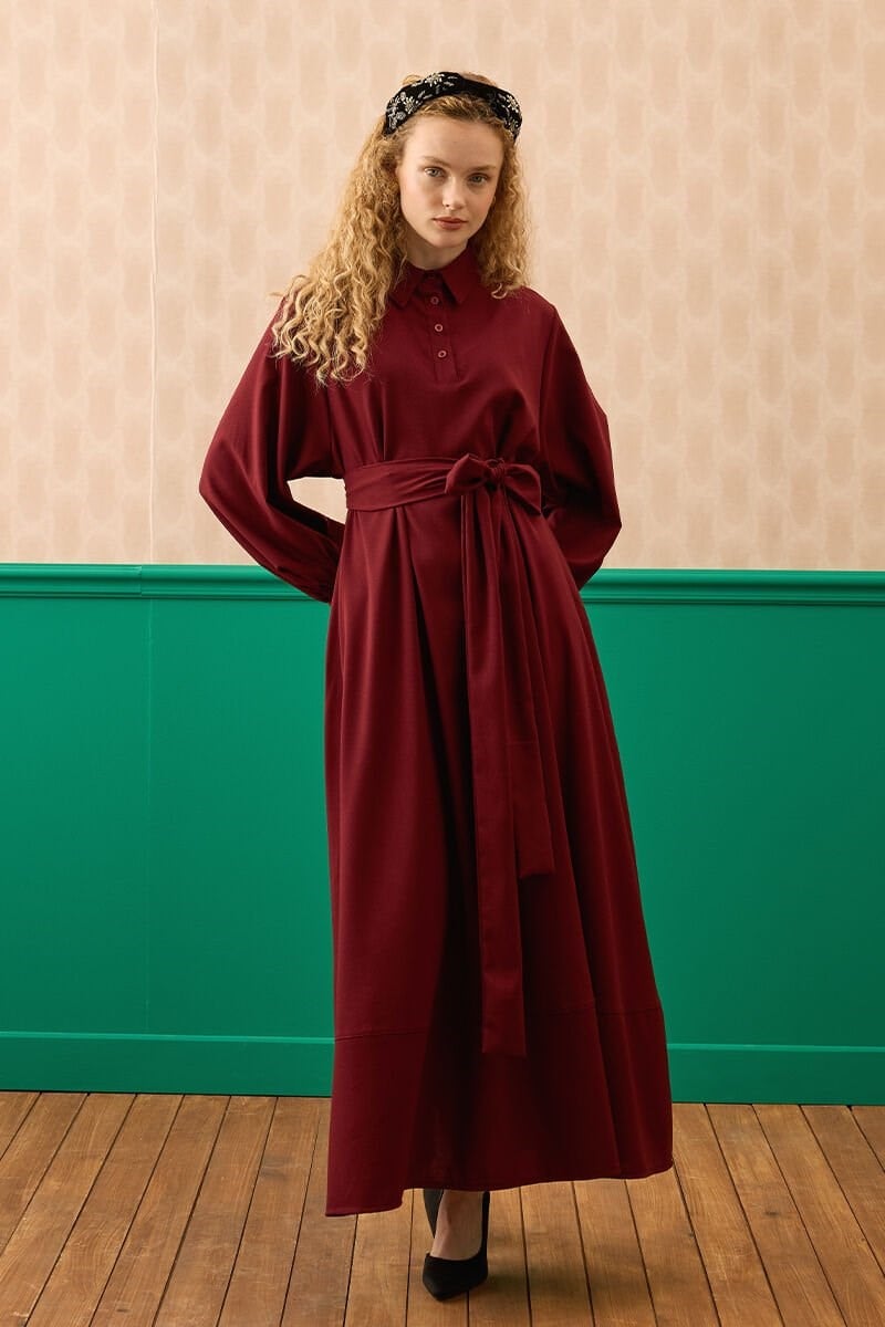 Bordo Vintage Elbise