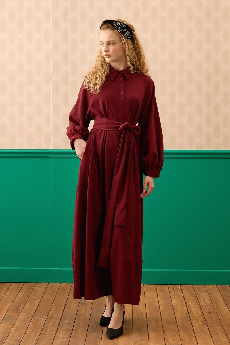 Bordo Vintage Elbise