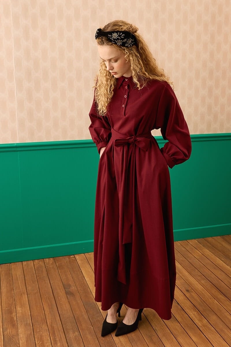 Bordo Vintage Elbise