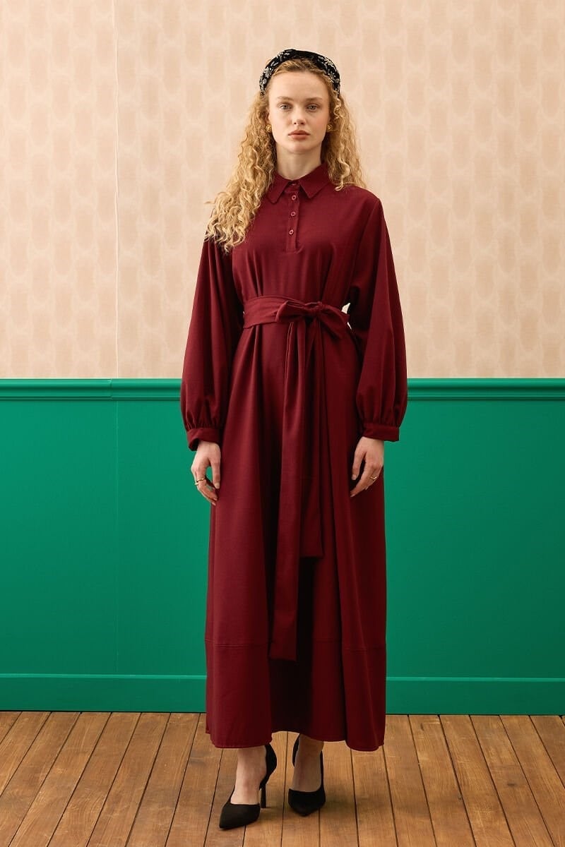 Bordo Vintage Elbise