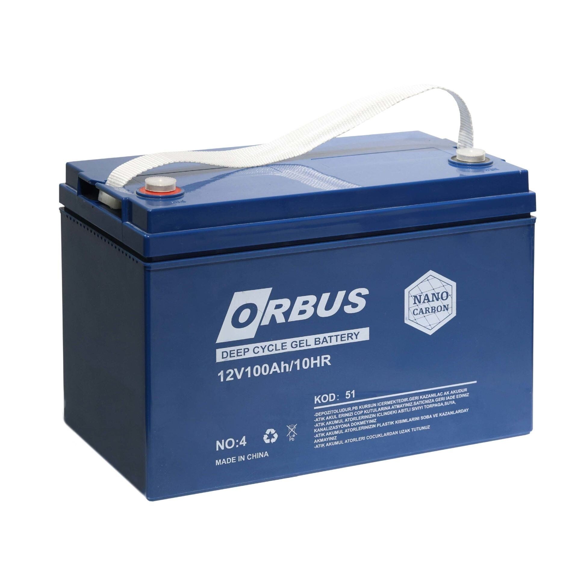 Orbüs 12V 100Ah Derin Deşarjlı Jel Akü – Solar, Karavan & Marin Uyumlu
