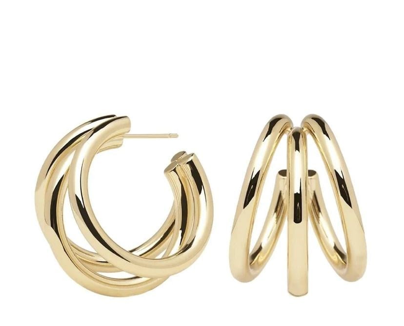 Vip Gold Üçlü Küpe