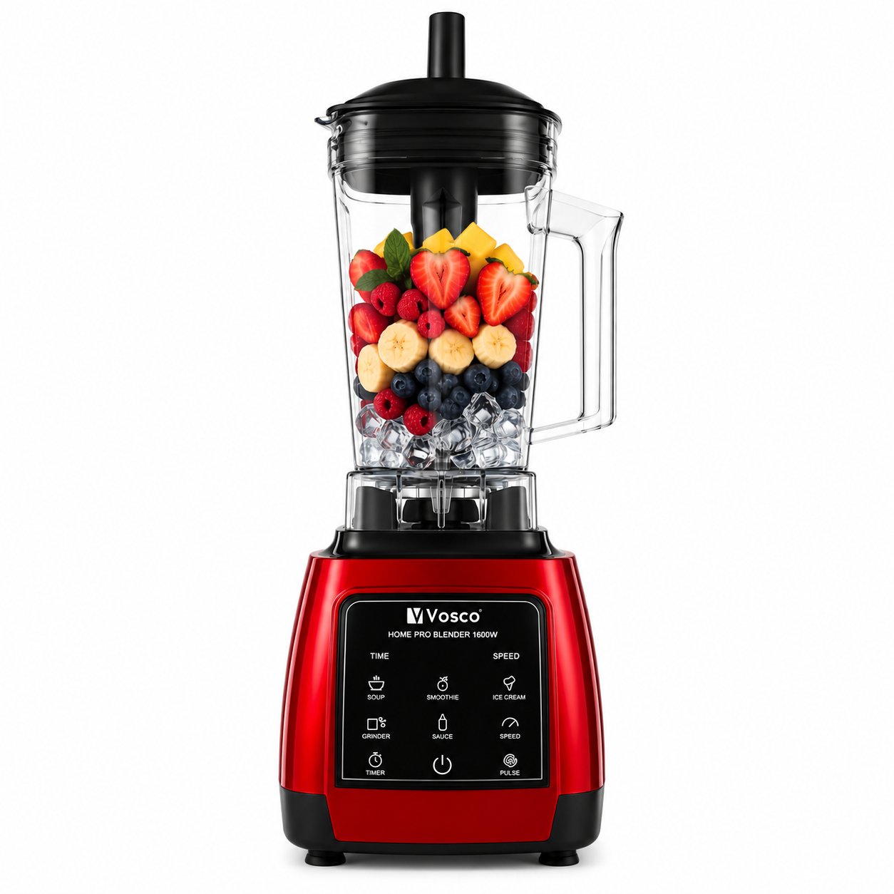 Vosco Home Pro Profesyonel Smoothie Bar Blender 1600W 2 Litre Buz Kırıcı Kırmızı VHS-200EK