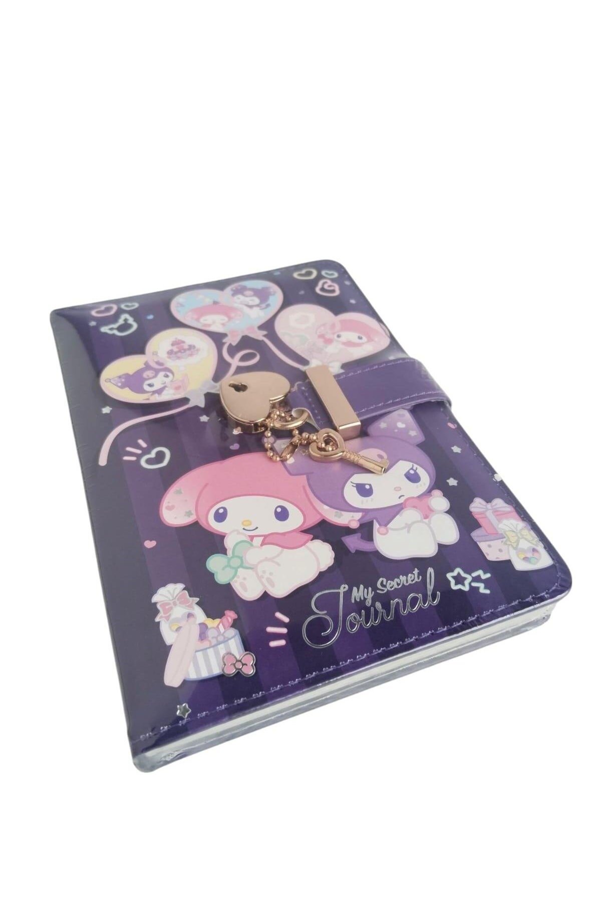 Victoria's Journals Vj Kuromi - My Melodi Kalp Kilitli anahtarlıklı Günlük A6 192 sayfa 100 gr. renk