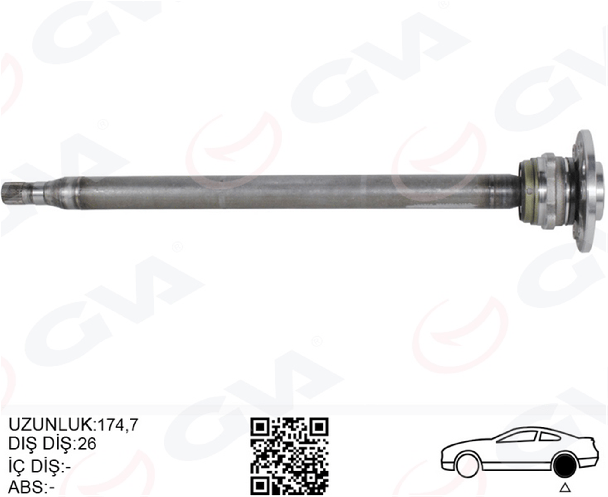 AKS MILI ARKA SOL INCE KISA 840mm MERCEDES SPRINTER B906 . VW CRAFTER 30-35-50 Z:26-29 PORYALI