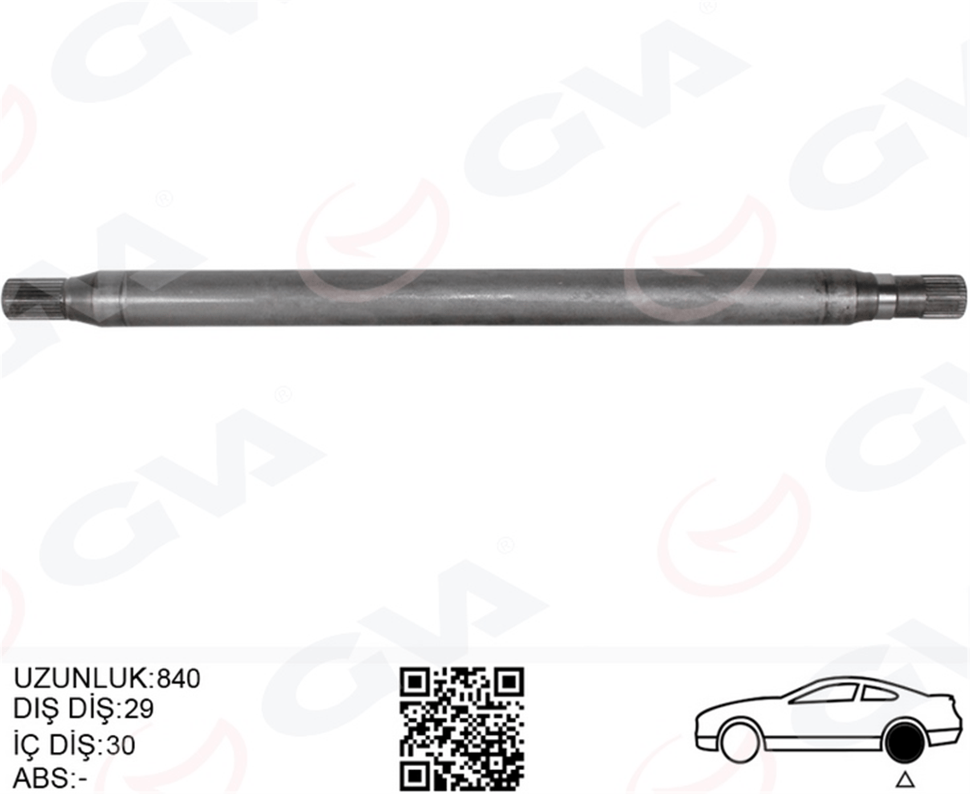 AKS MILI ARKA SOL KALIN KISA 840mm MERCEDES SPRINTER B906 . VW CRAFTER 30-35-50 Z:29-30
