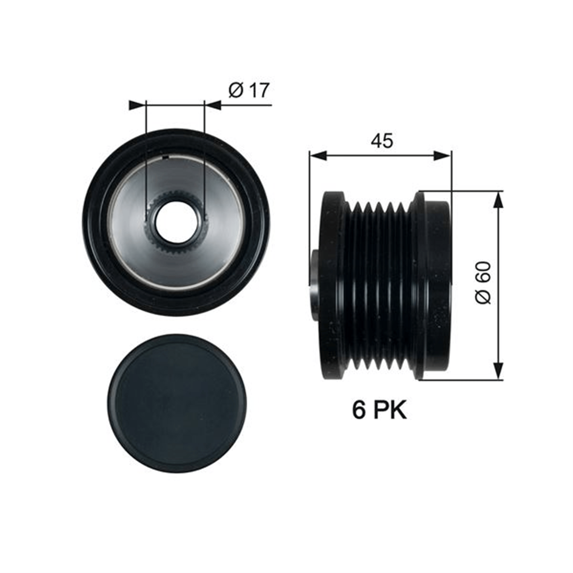 ALTERNATÖR KASNAĞI 43.5mm CMAX-FIESTA VI-FOCUS III-KUGA II-TRANSİT-CONNECT-COURIER 1.5-1.6-2.0TDCİ
