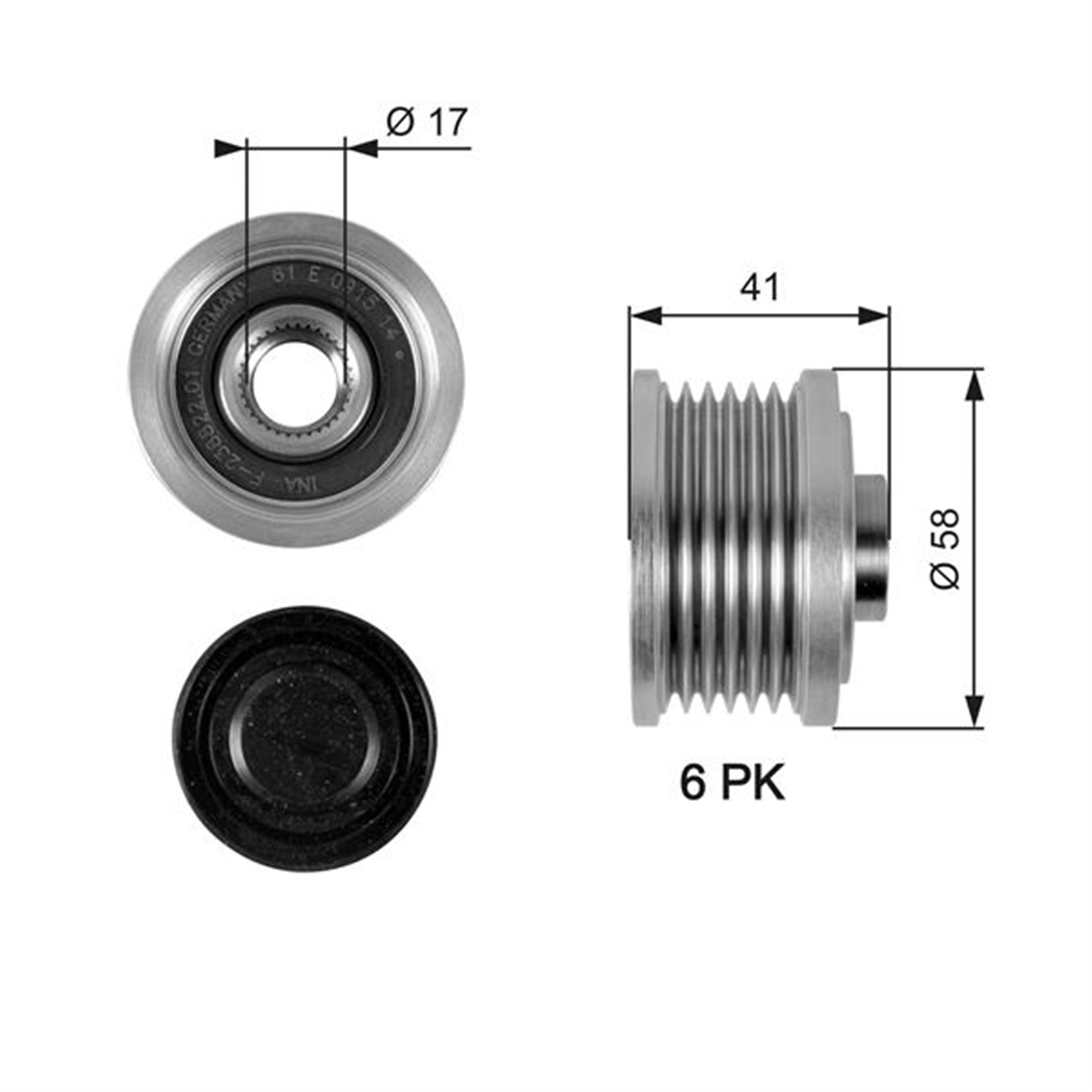 ALTERNATÖR KASNAĞI FIAT BRAVO II 06> DOBLO III 10> LİNEA 09> PUNTO 05> STILO 04>07 DUCATO 11> 1.6D MJET 1.9D MJET 2.0D MJET 6 KANAL