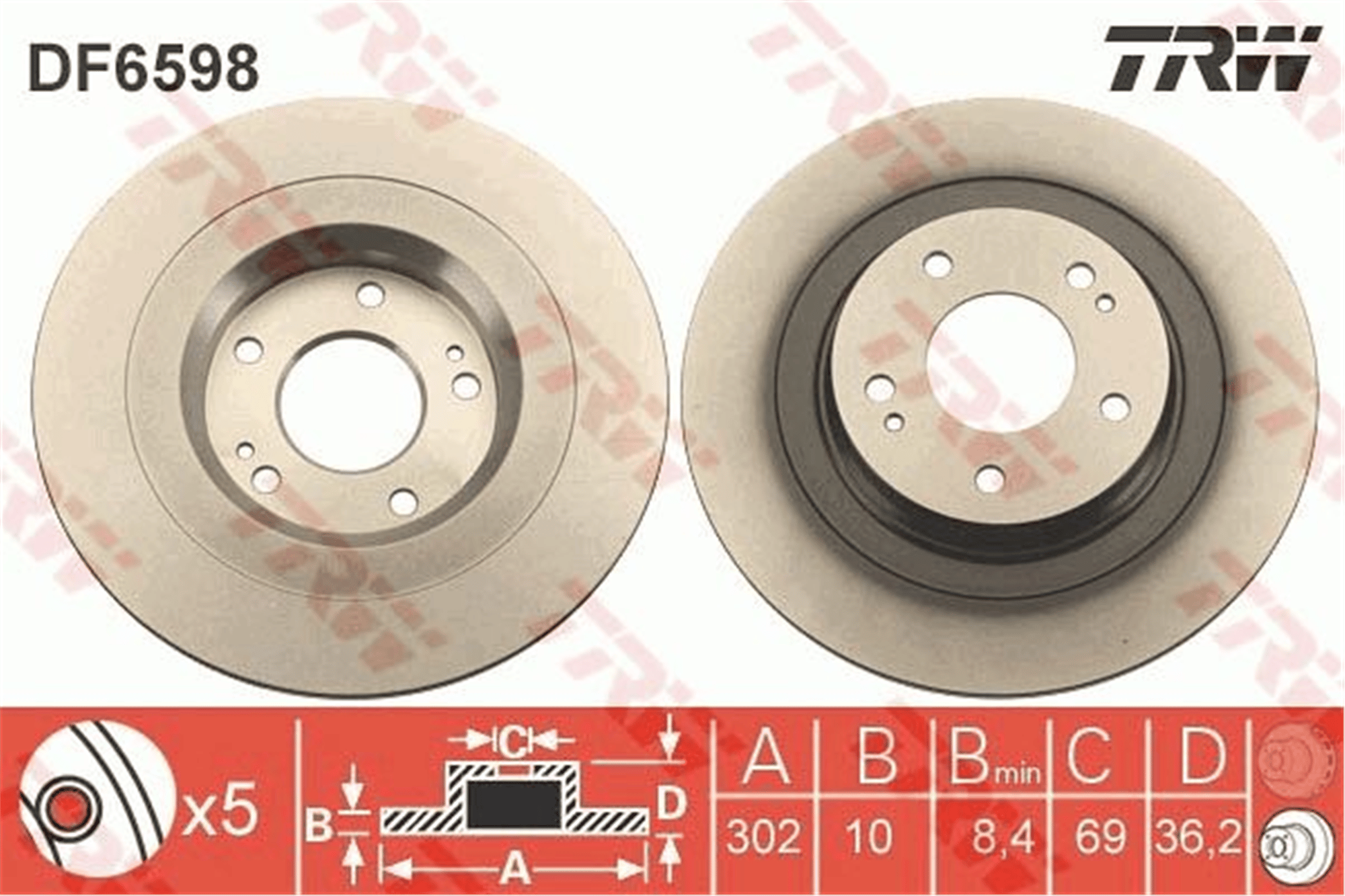 ARKA FREN AYNASI DOLU TİP P4008-C4 AIRCROSS 1.6-1.8 12 > / MITSUBISHI ASX 1.6L 9HD DV6 DI-D GA7W 1 5-> 302 çap x 5 bijon - Takım disk fiyatıdır