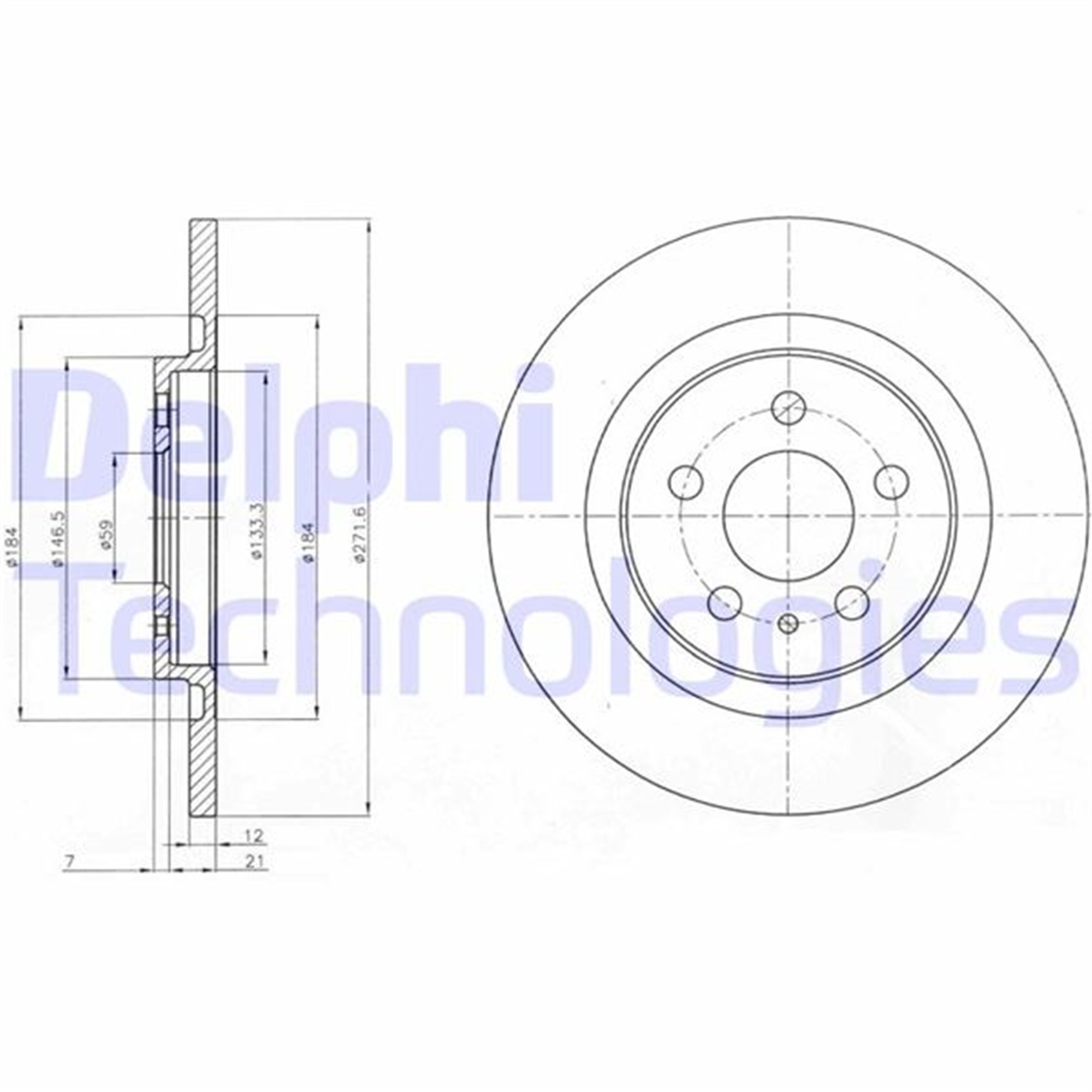 ARKA FREN AYNASI P807 2.0-2.2HDI 02> C8 2.0HDİ 2.2HDİ 02> ULYSSE 02> 272x12x5DL