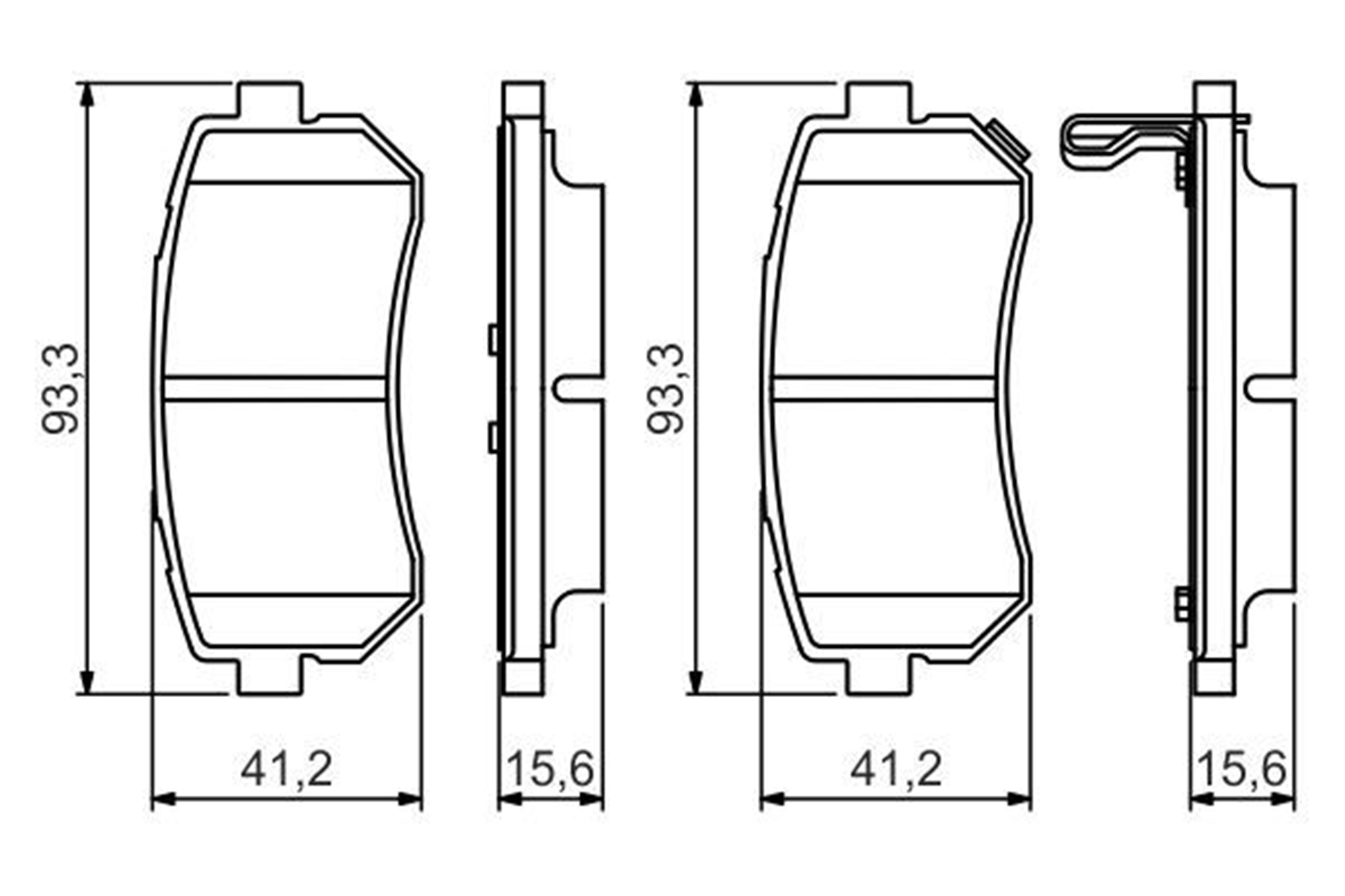ARKA FREN BALATA HYUNDAI ACCENT ERA 1.4L G4EE 06-10 / İ30 1.4L 1.6L 08-> / İX35 1.6L G4FD GDİ 11-> / KIA CEED 1.4L 1.6L 07-> / SPORTAGE 1.6L G4FD GDİ 09-> / RIO 1.4L 1.6L 05-> Sürtünme yüzeyi eğik