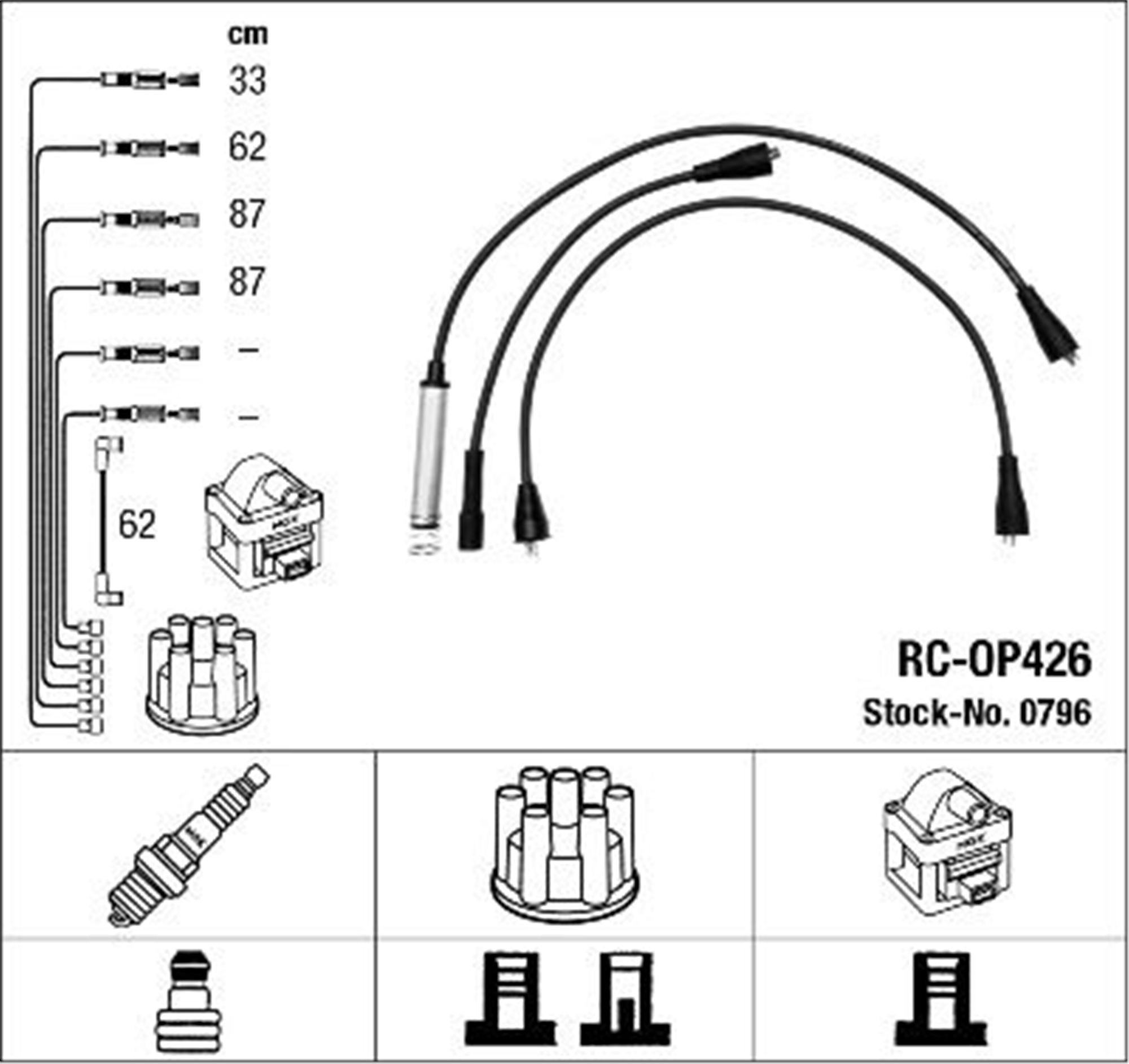 BUJİ BOBİN KABLOSU TAKIMI SET OPEL VECTRA A-ASCONA C-KADETT E 1.8-2.0 8V SV-NE