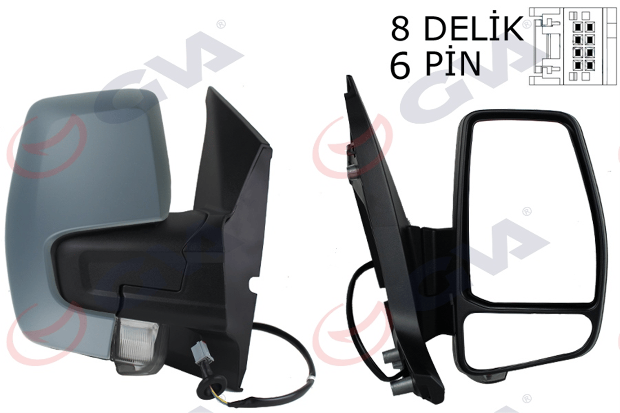 DIŞ DİKİZ AYNASI SAĞ TRANSİT CUSTOM V362 12> ELEKTİRİKLİ ISITMALI ASTARLI SİNYALLİ KONVEKS VM-6325EHPR 1766579-682BL5JA6