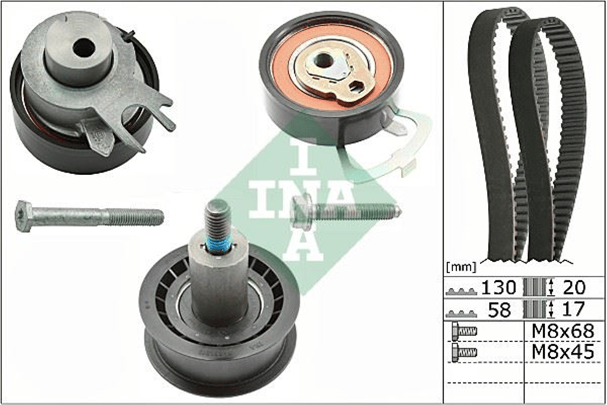 EKSANTRİK GERGİ KİTİ GOLF-BORA-CADDYII-III-GOLF IV-POLO-OCTAVIA 1.4-1.6 16V AFY-AFK 5PARÇA