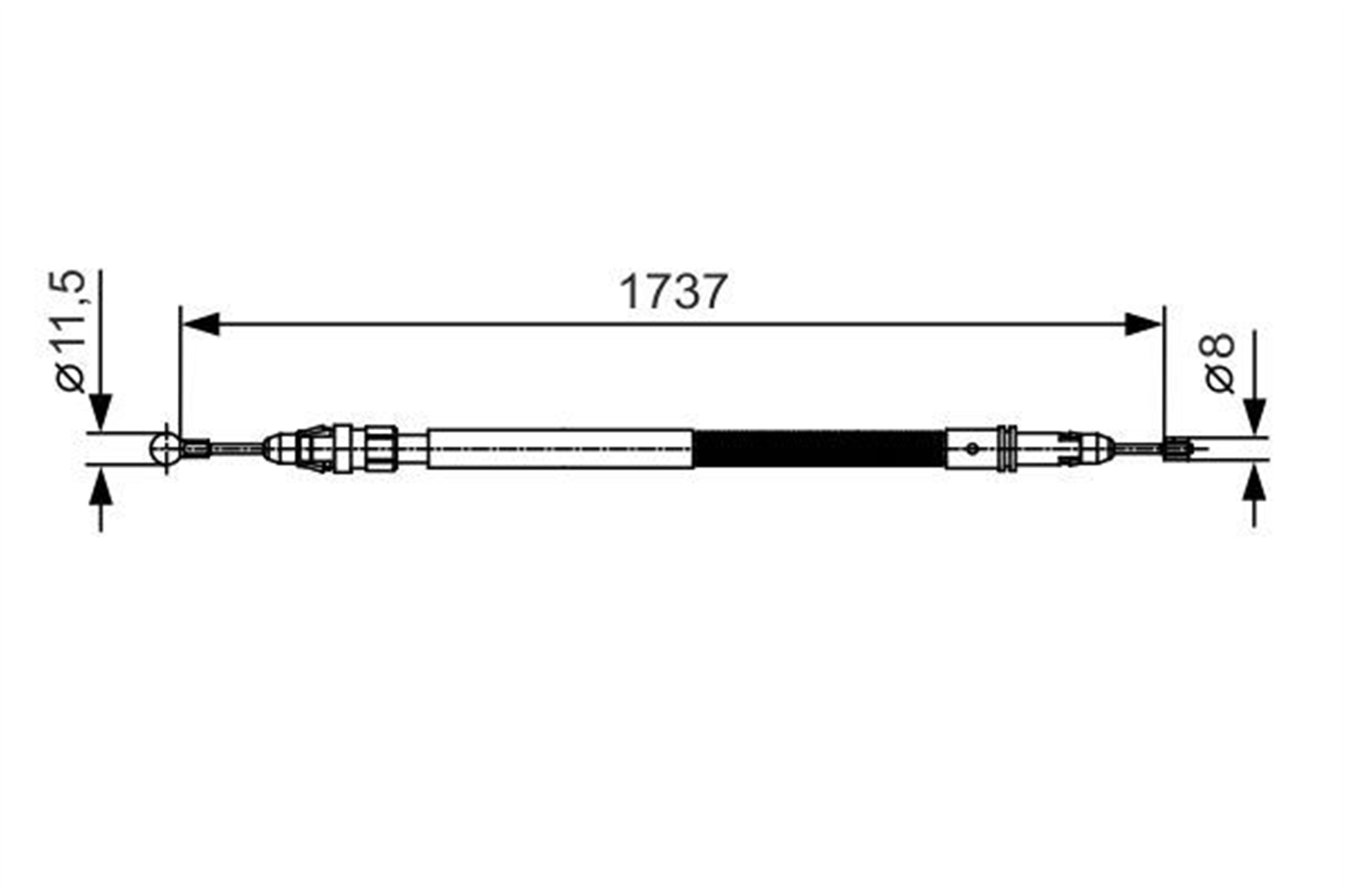 EL FREN TELİ ARKA PEUGEOT EXPERT 07>16 CITROEN JUMPY 07>16 DİSK FREN-UZUN KASA 1737mm/1591mm