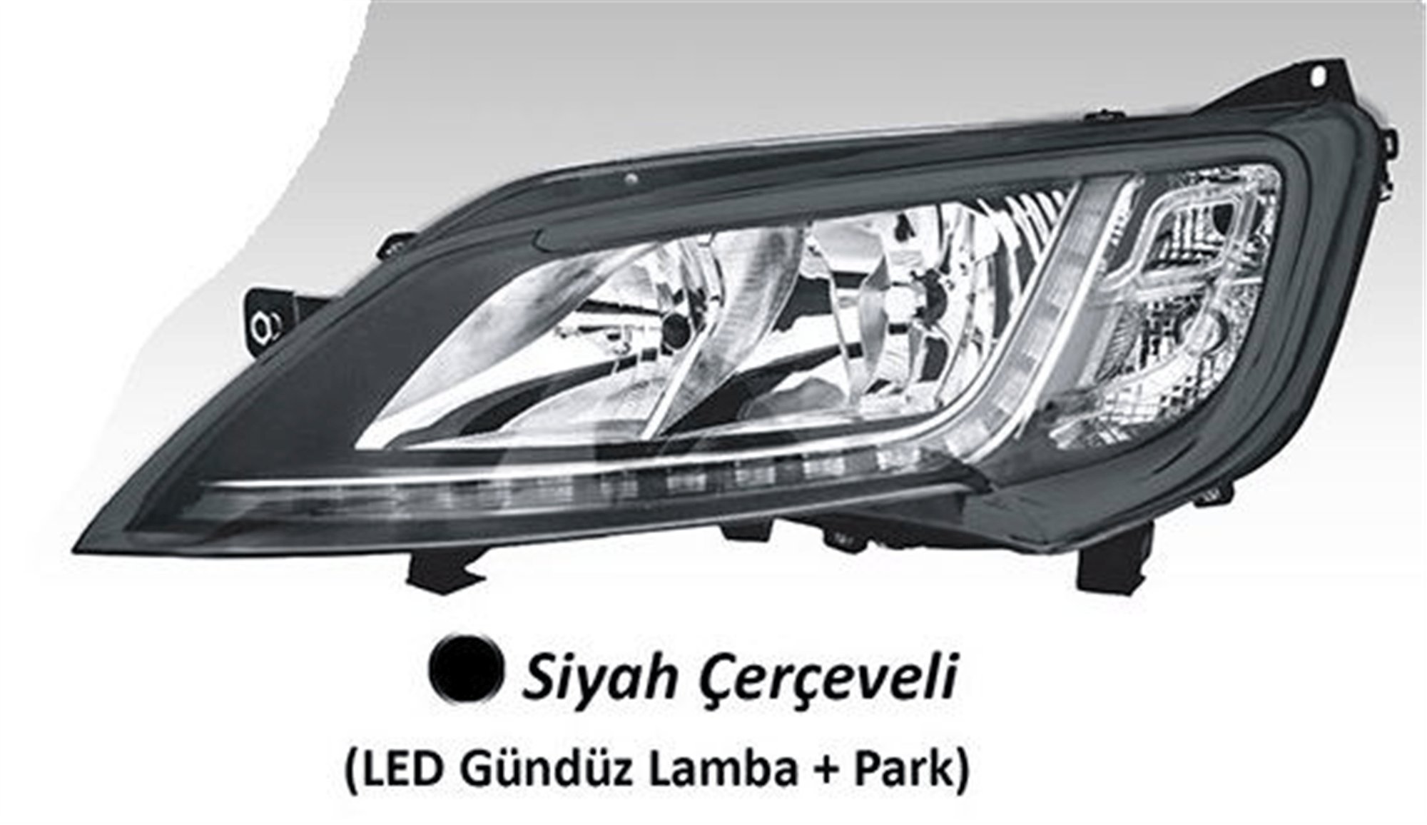 FAR MOTORLU SOL - SİYAH ÇERÇEVELİ LED BALLAST HARİÇ DUCATO MAXI -P.BOXER - C.JUMPER 14 >
