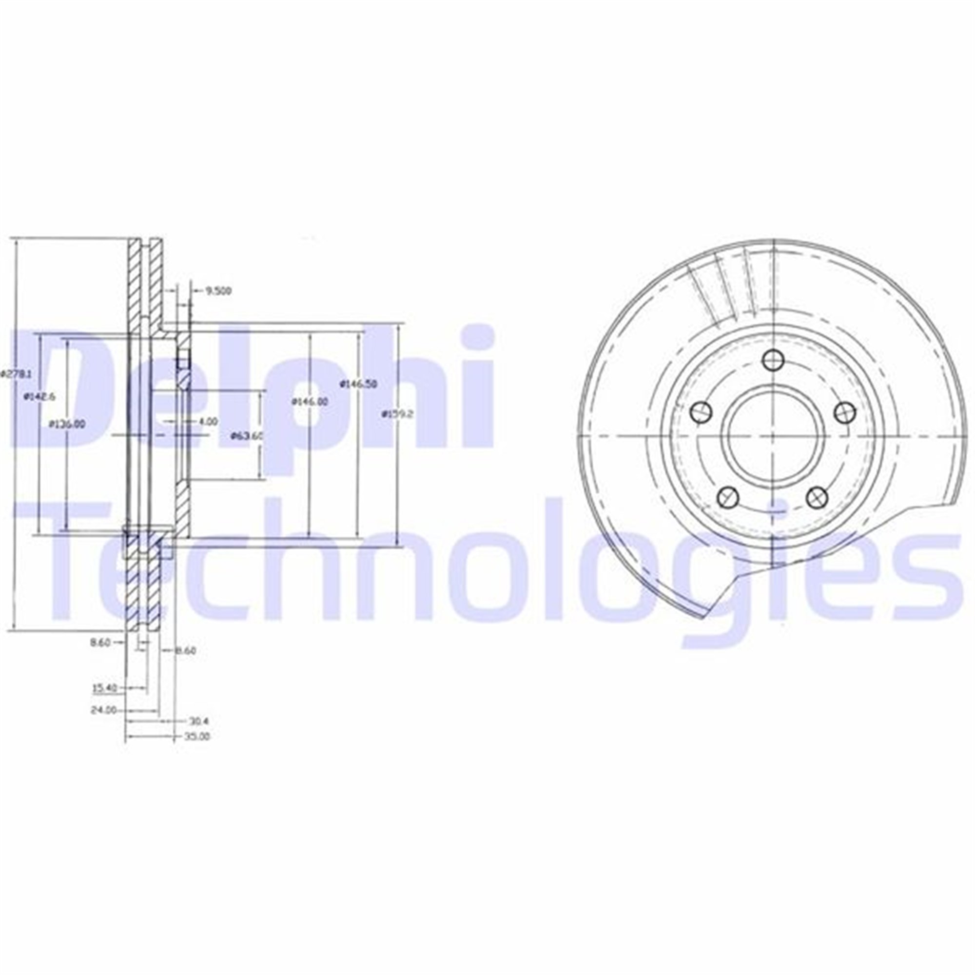 FREN DİSKİ ÖN FORD CONNECT 02> 278x24x5DL