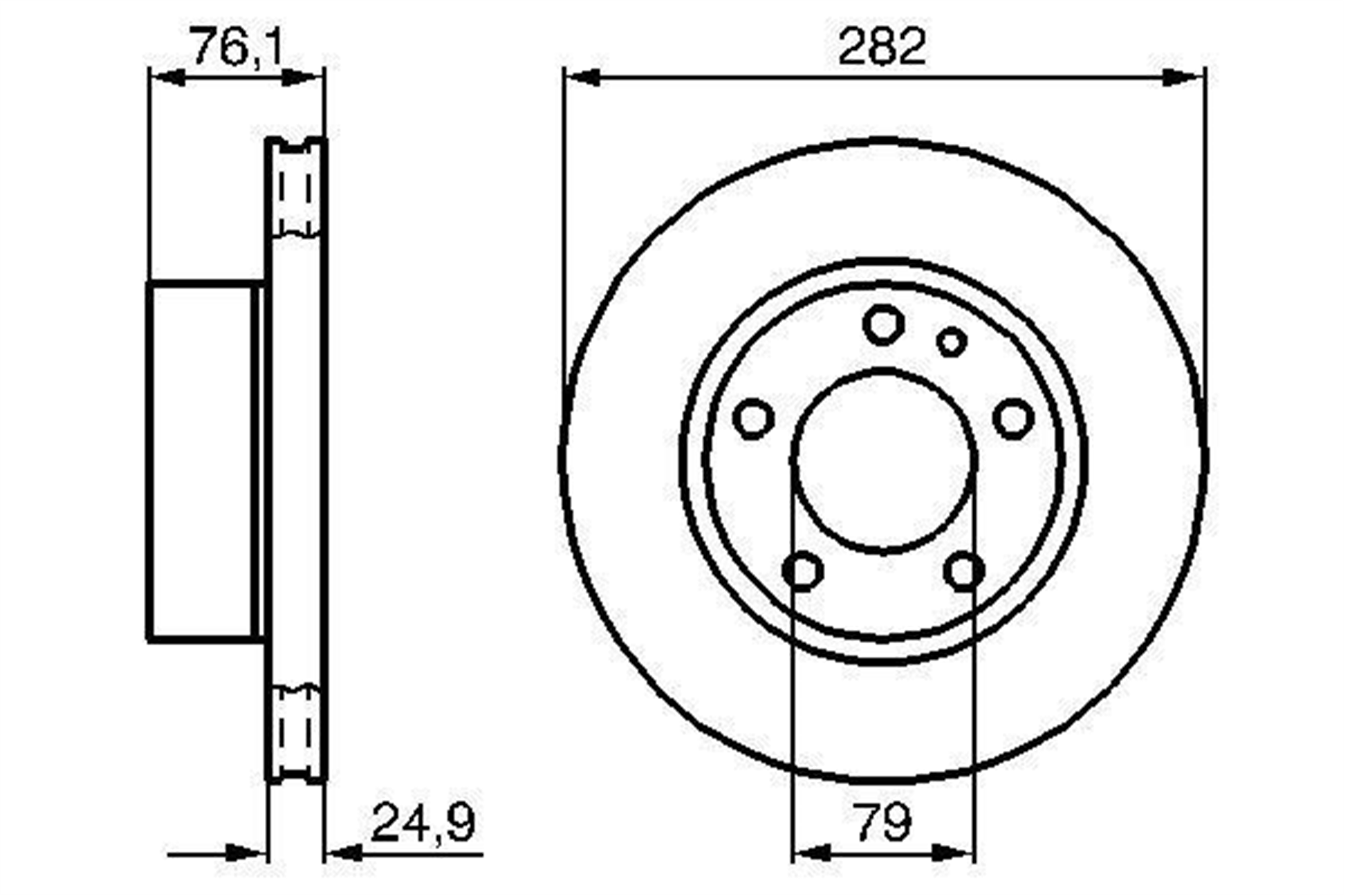 FREN DİSKİ. ÖN. 282 / 24.9-23.4 MM . HAVA KANALLI. YÜKSEK KARBON ALAŞIMLI