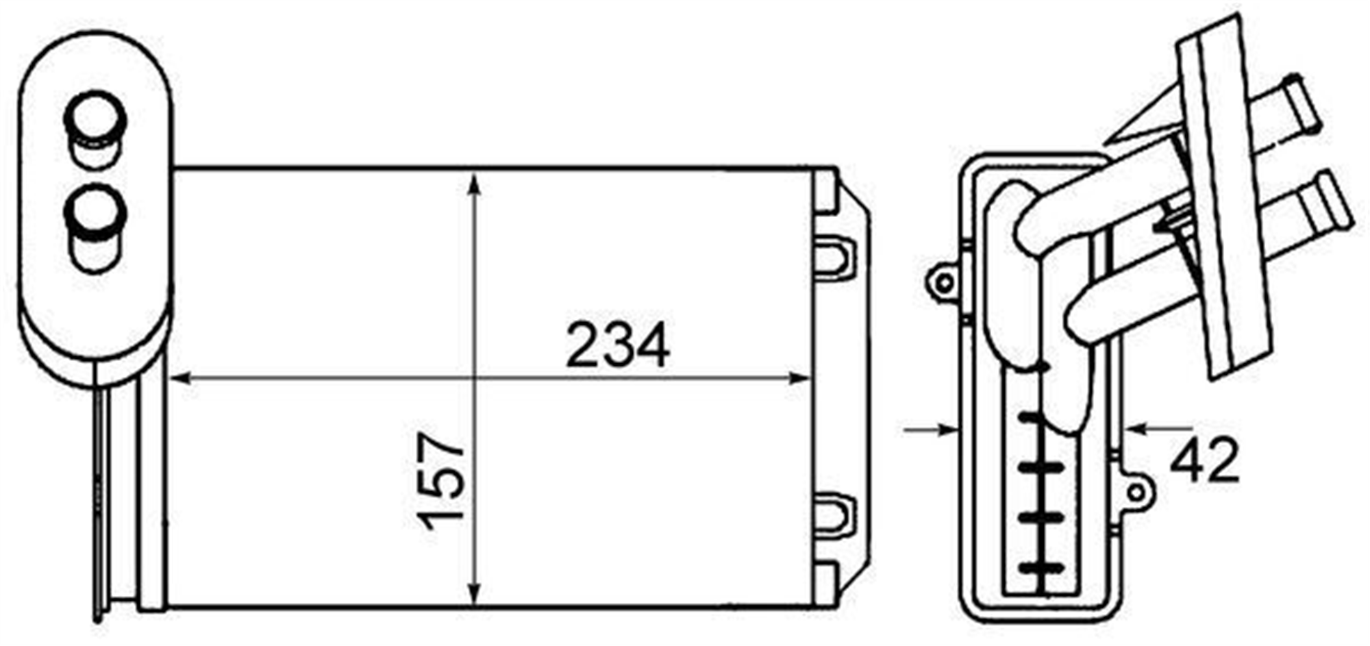 KALORİFER RADYATÖRÜ A3-CADDY-GOLF-JETTA-POLO-IBIZA-CORDOBA-OCTAVIA-1.4-1.6-1.8-1.9TD I-2.0 234x156x42