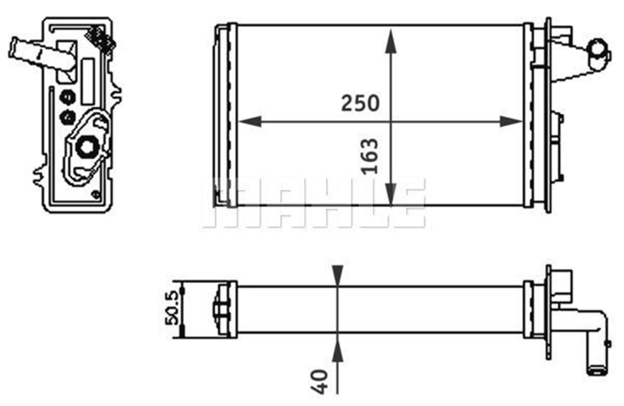 KALORİFER RADYATÖRÜ FIAT TEMPRA 95>01 TİPO 95>01 ALFA ROMEO 145 95>01 146 94>01 155 92>97 250x163x40 MUSLUKLU