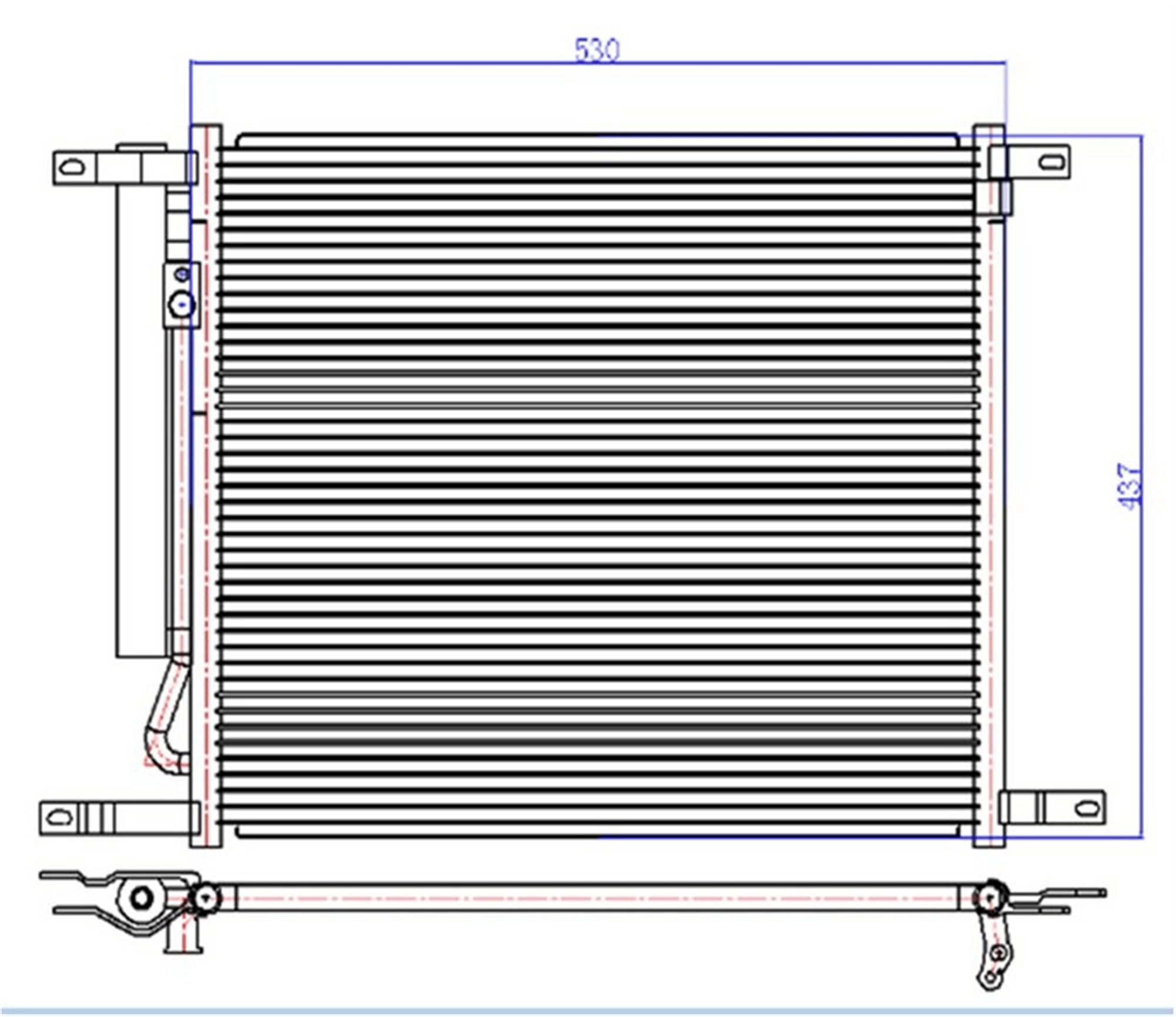 KLİMA KONDENSERİ CHEVROLET AVEO 1.2İ-1.4İ 05 > 528X425X18 OTO.-MEK.