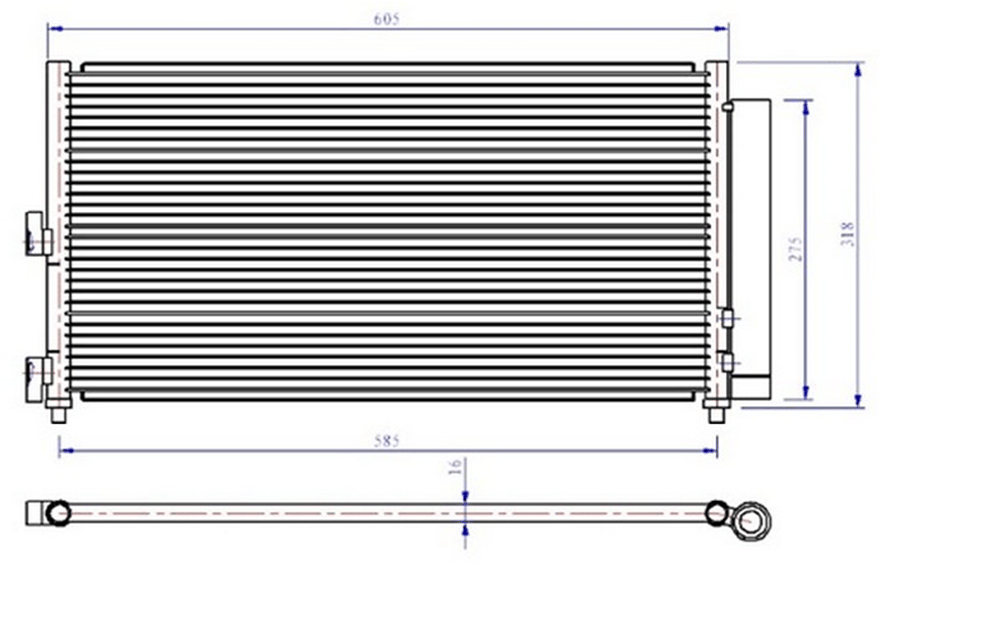 KLİMA RADYATÖRÜ KONDENSER FIAT DOBLO 01>IDEA 04>PUNTO 03> LANCIA YPSILON 06>11 1.2 1.3JTD 1.4 1.9JTD