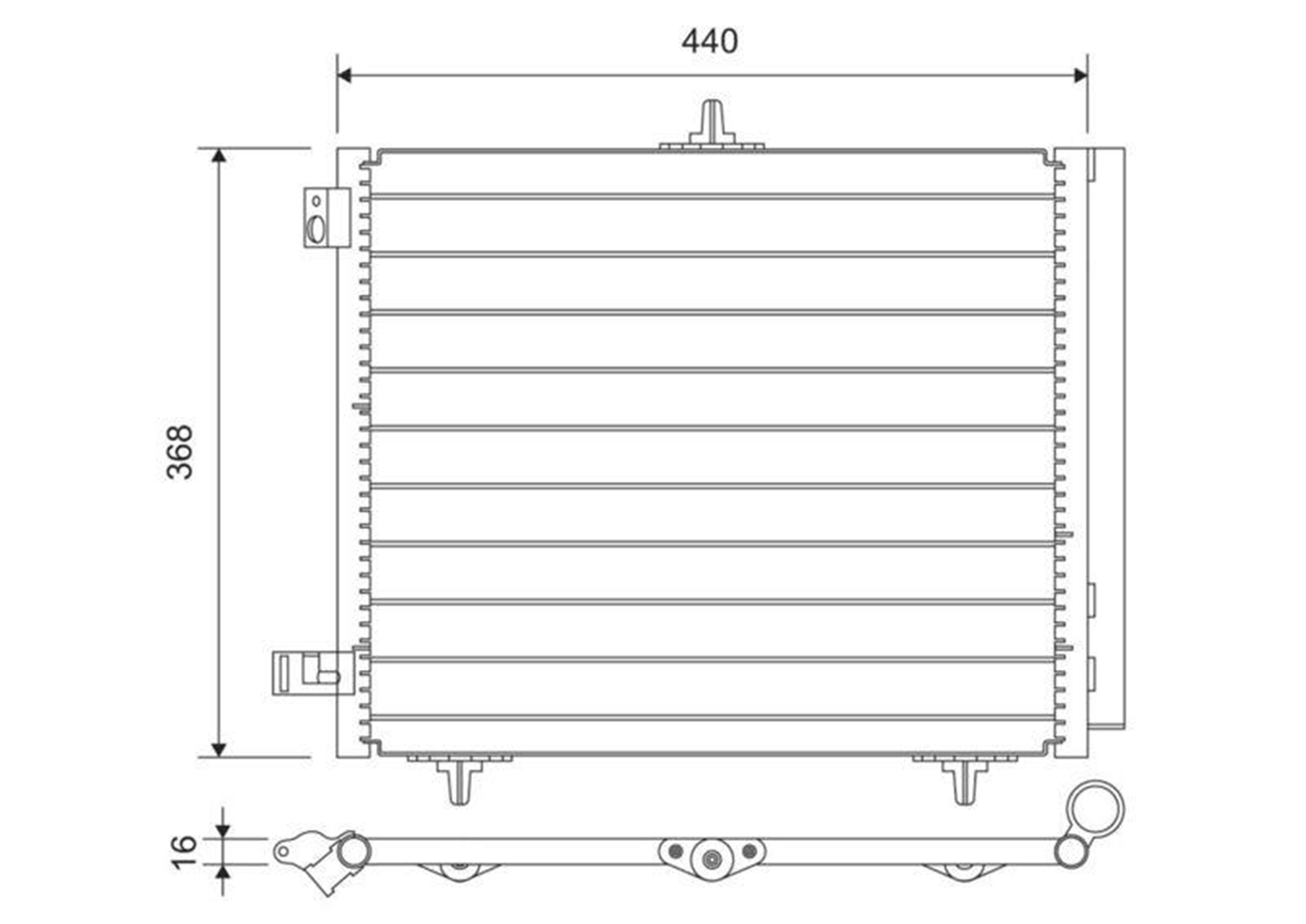 KONDENSER P207-P208-P1007-P2008 05 >-C2-C3-C3 II 03>DS 3 14> 1.4 1.6HDI KURUTUCU İLE AL/AL 420X371X1 6
