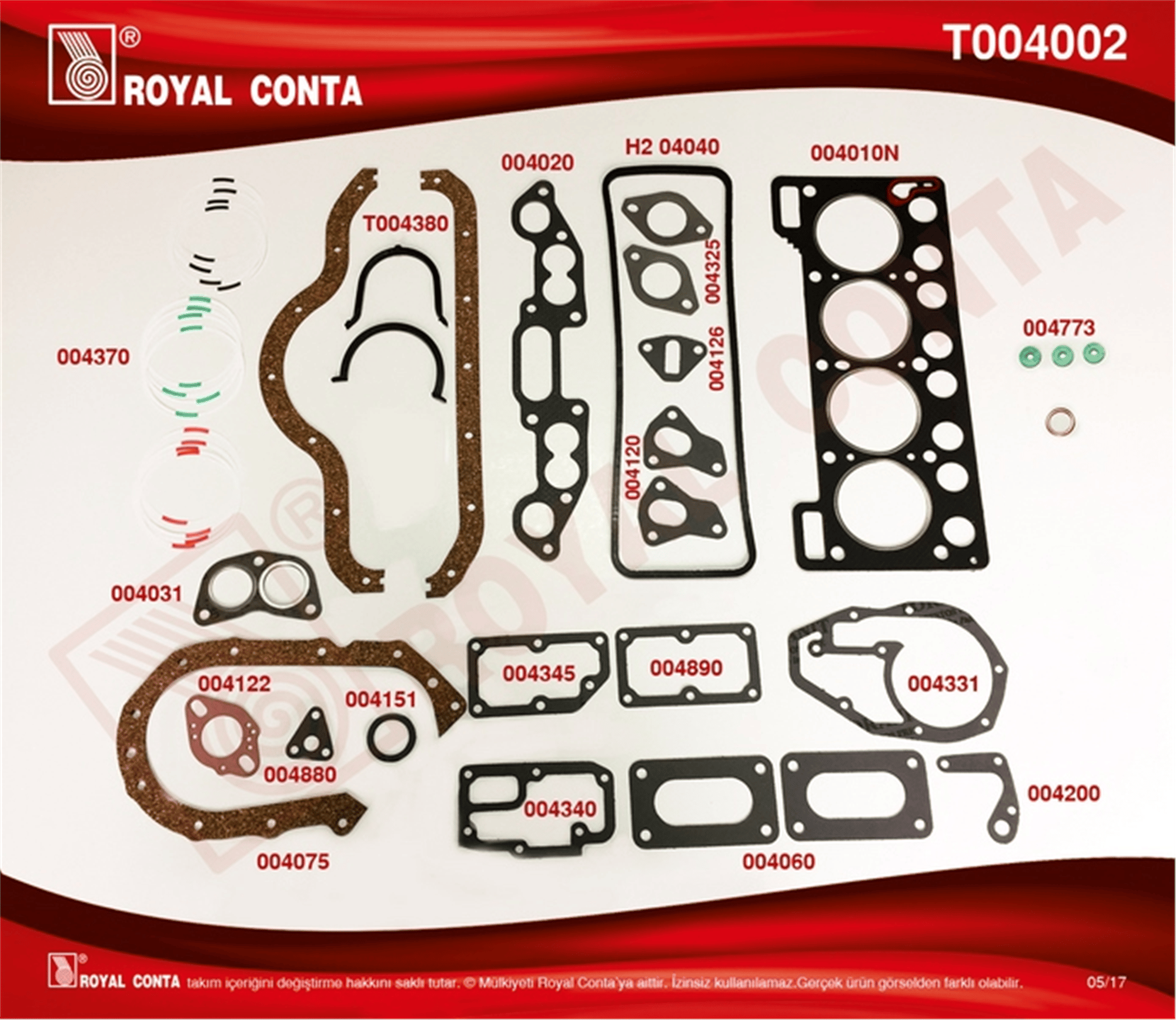 MOTOR TAKIM CONTA STD.KEÇESİZ R12 1300