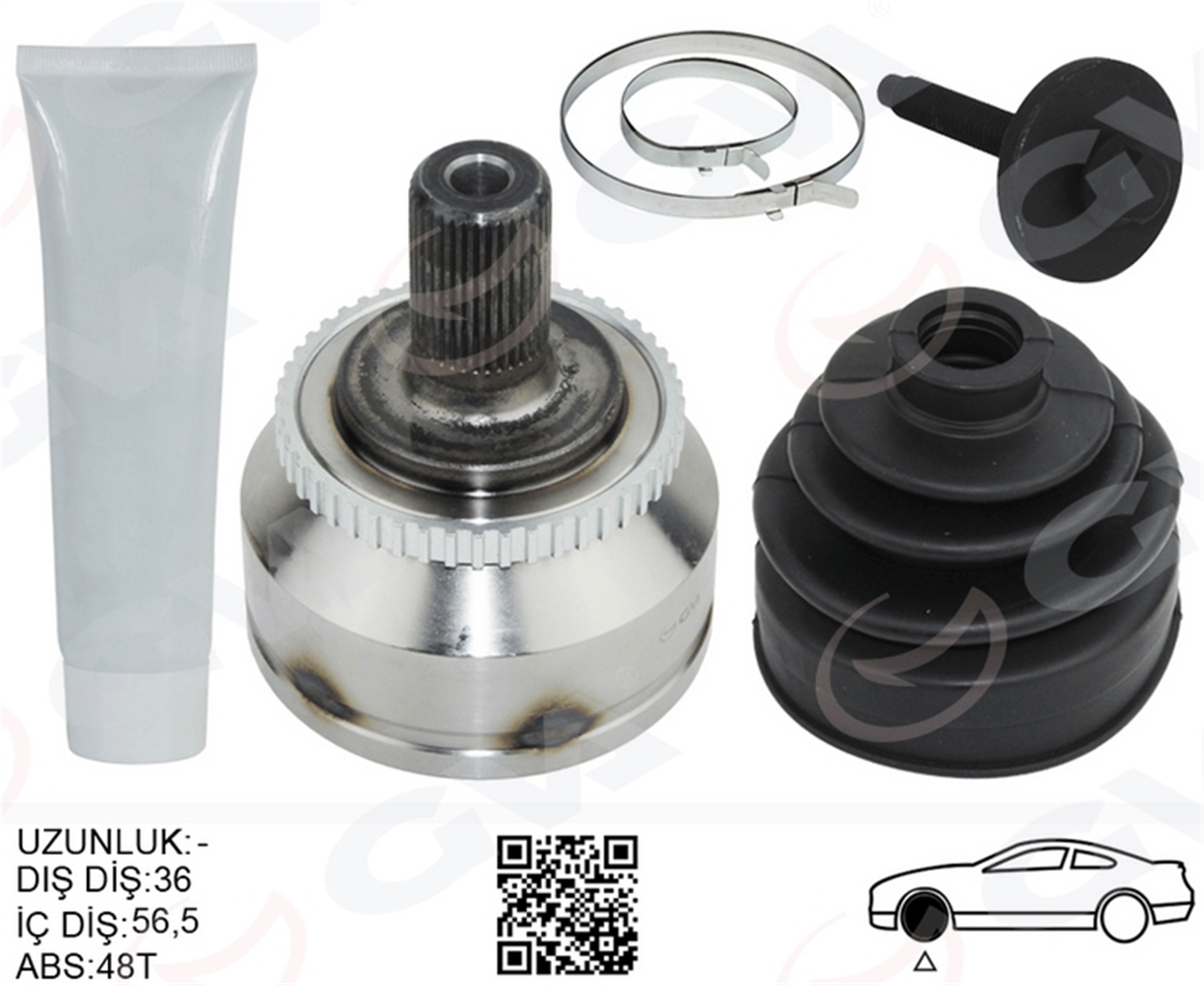 ÖN AKS KAFASI DIŞ SAĞ-SOL VOLVO S60 I 00>10 C70 I 96>02 36 27 56.5 114MM BOY 48 ABS LI