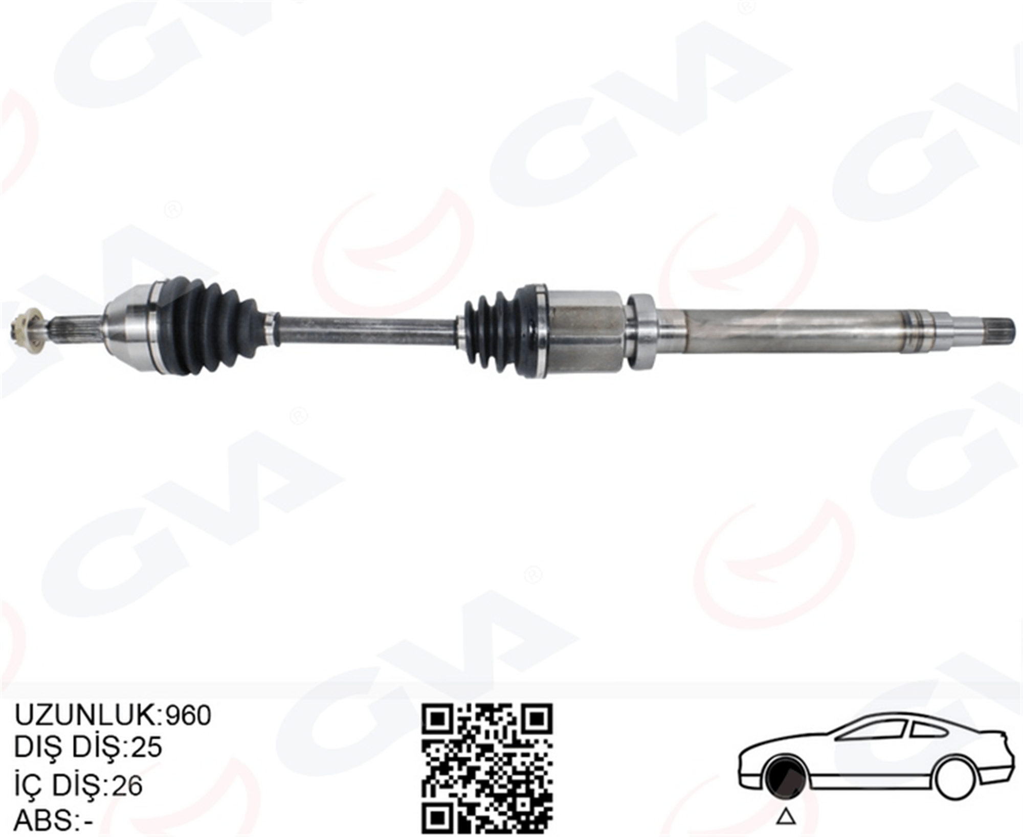 ÖN AKS KOMPLE SAĞ TRANSIT CONNECT 1.8 TDCI 02>14 75-90-110PS 960mm