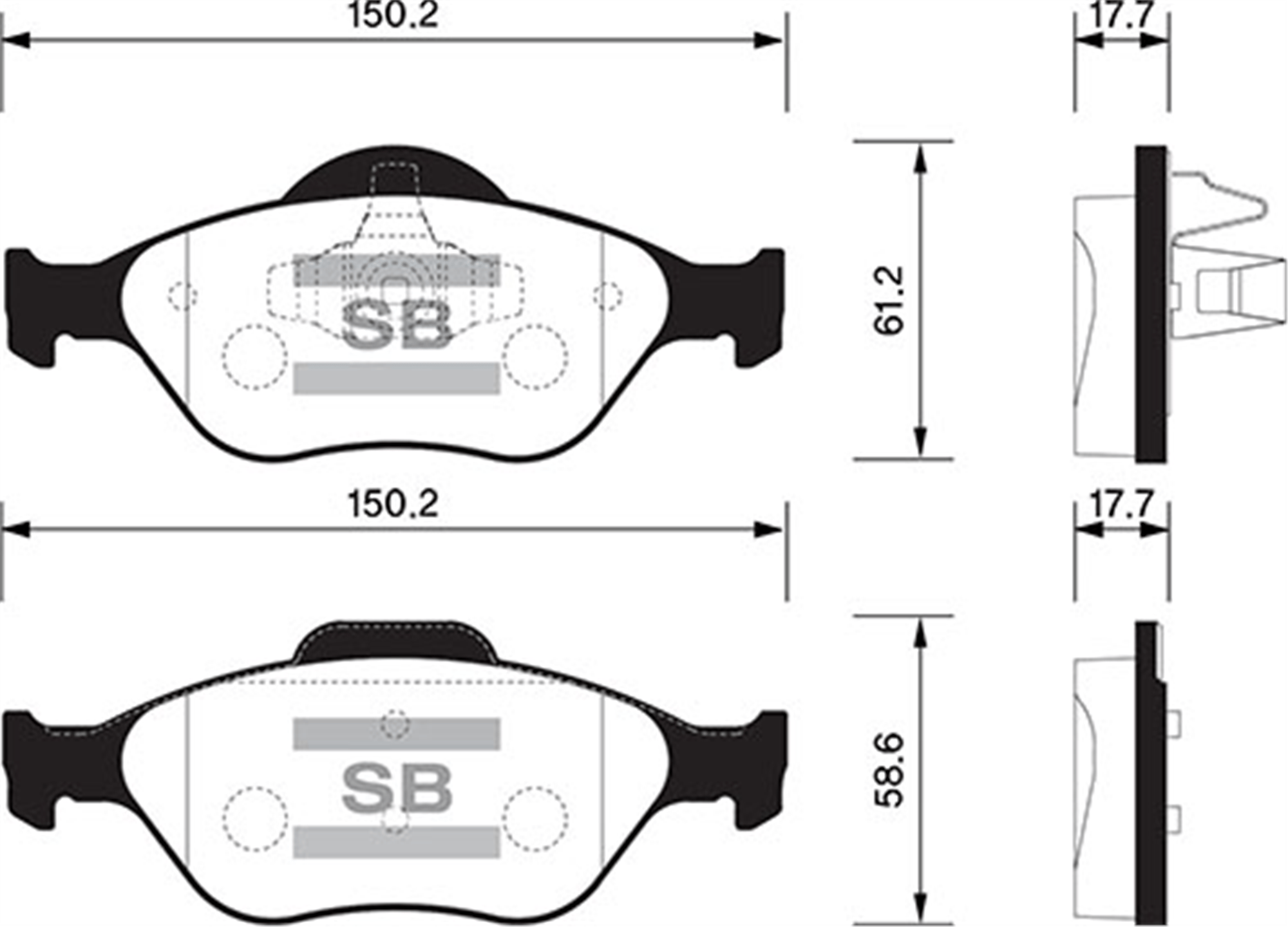 ÖN BALATA FIESTA 1.4TDCİ ABSLİ 00 > FUSION 02 > MAZDA 121 96 > MAZDA 2 03>