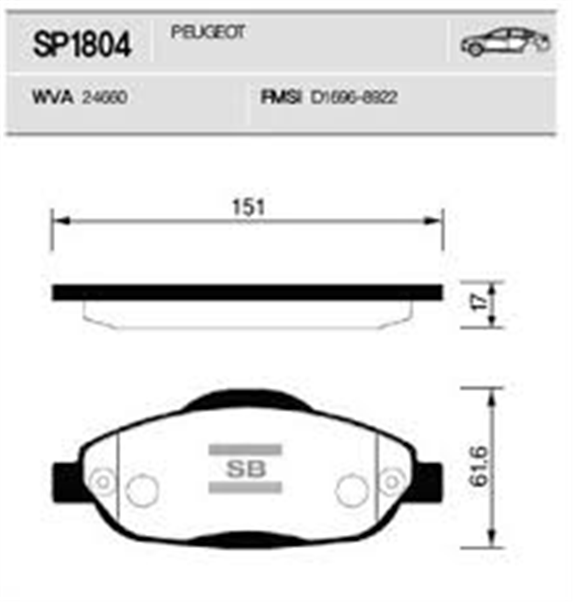 ÖN BALATA P308 1.4 1.6 HDİ 2.0 HDİ 07> P308 SW 07> P308 CC 1.6 HDİ 09> P3008 13> 1.6 HDI-VTI
