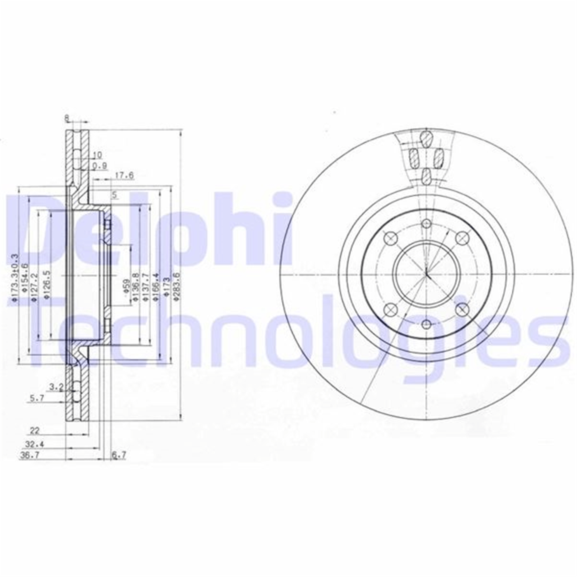ÖN FREN AYNASI FIAT DOBLO 05>IDEA 04>LINEA 09> FIORINO 09> BRAVO 01>STILO 01> 284x22x 4 DELİK HAV ALI