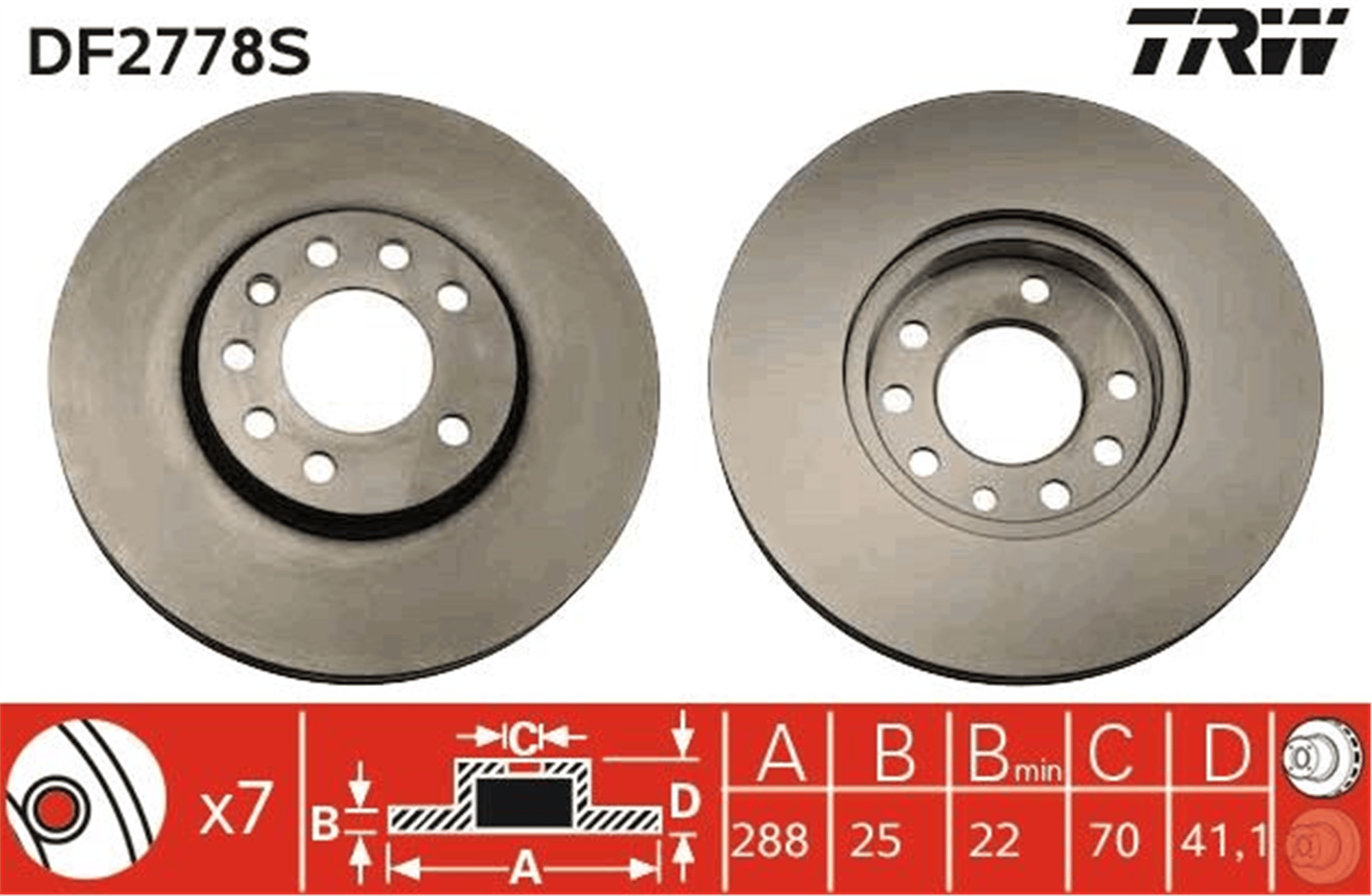 ÖN FREN AYNASI VECTRA B 96 > 02 SAAB 9-2/9-3 93>03 288x25x7DLxHAVALI 32025723-569357-93182306