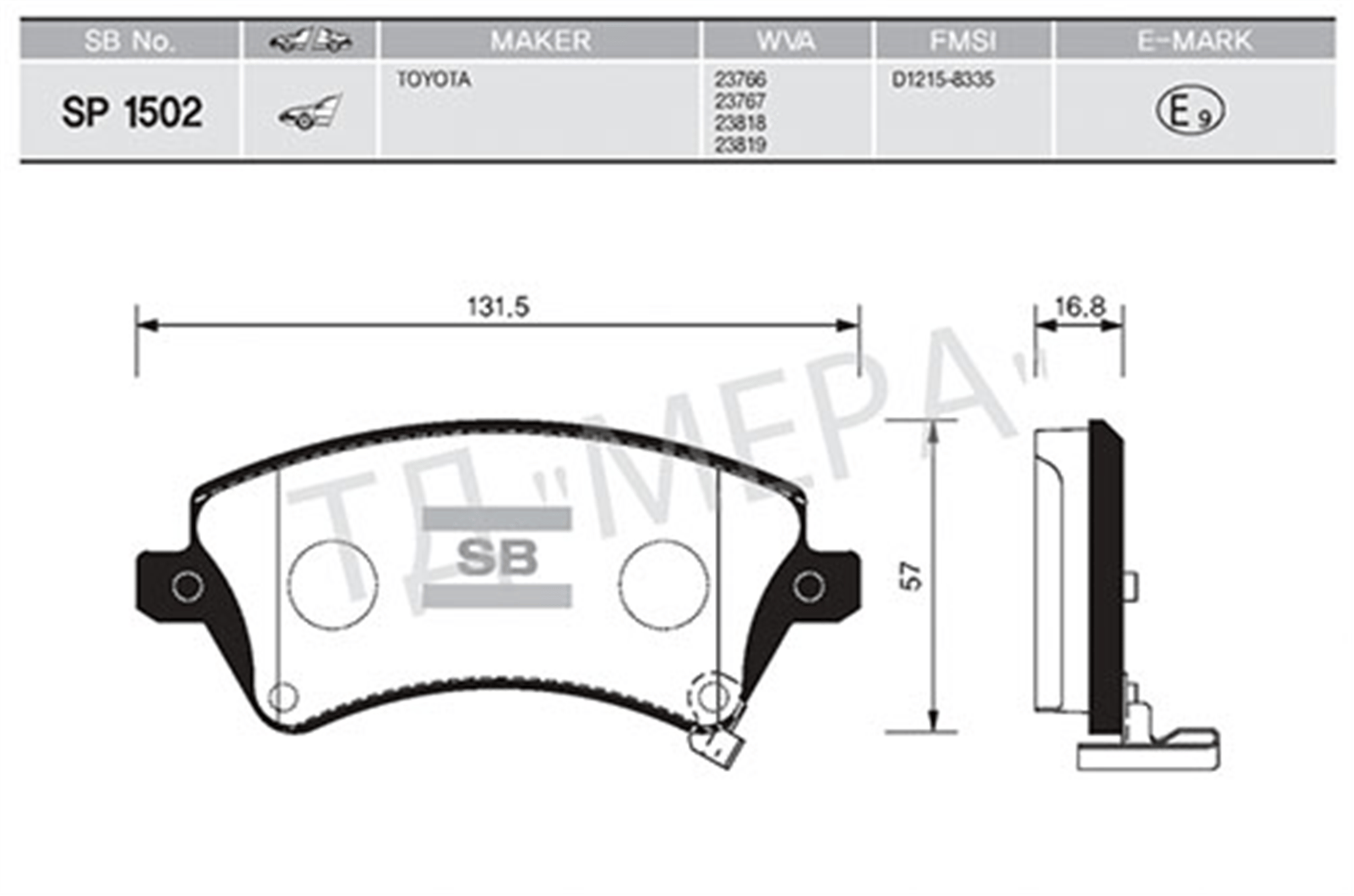 ÖN FREN BALATA TOYOTA COROLLA 1.4L 1.6L 4ZZ-FE 3ZZ-FE ZZE120 ZZE121 VVTi 02-06 / 1.4L 1NDTV NDE120 04-06