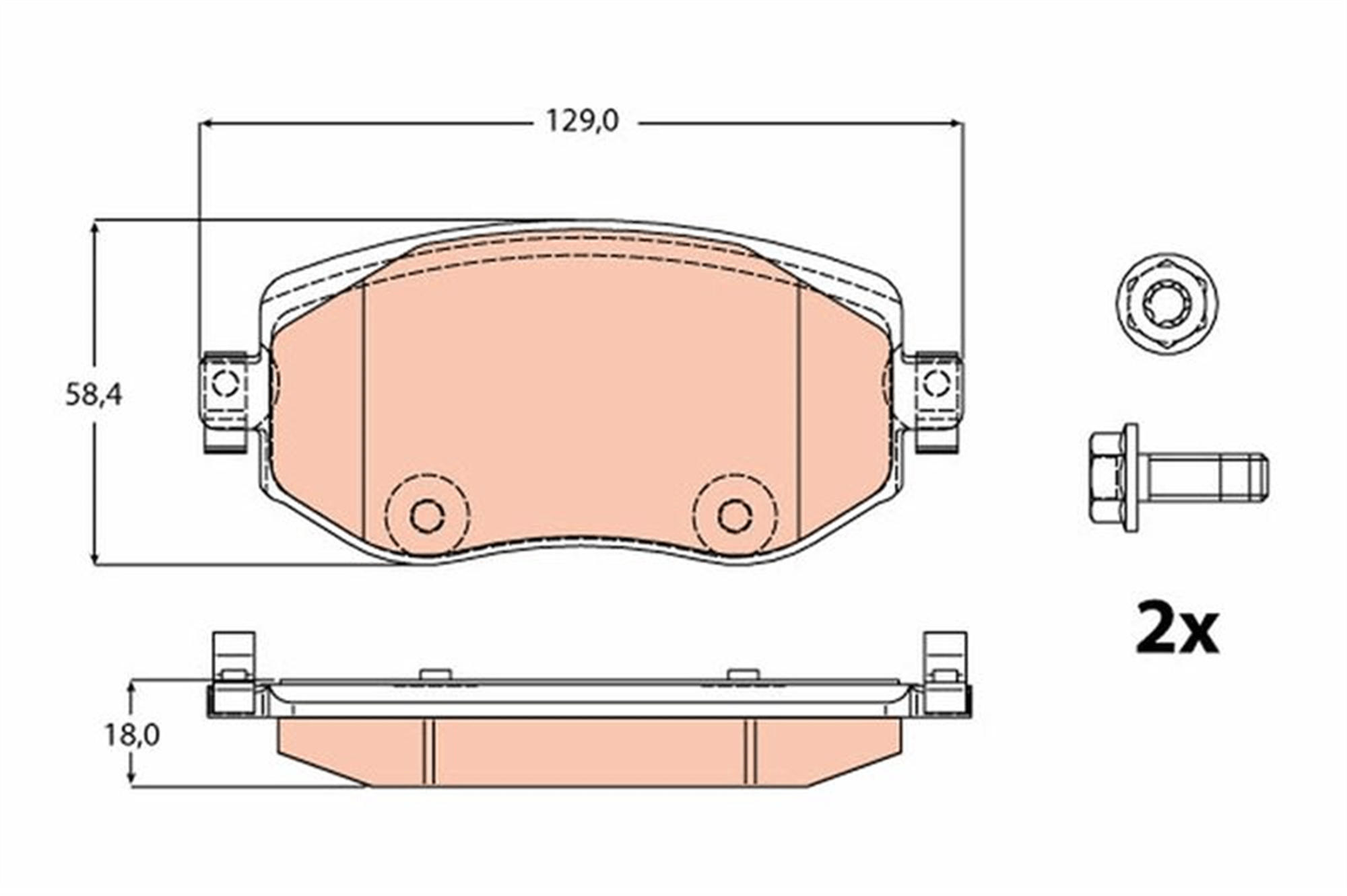ÖN FREN BALATASI RENAULT MEGANE IV 15> TÜM MOTOR TİPLERİ G:129MM Y:58.4 MM K:18MM
