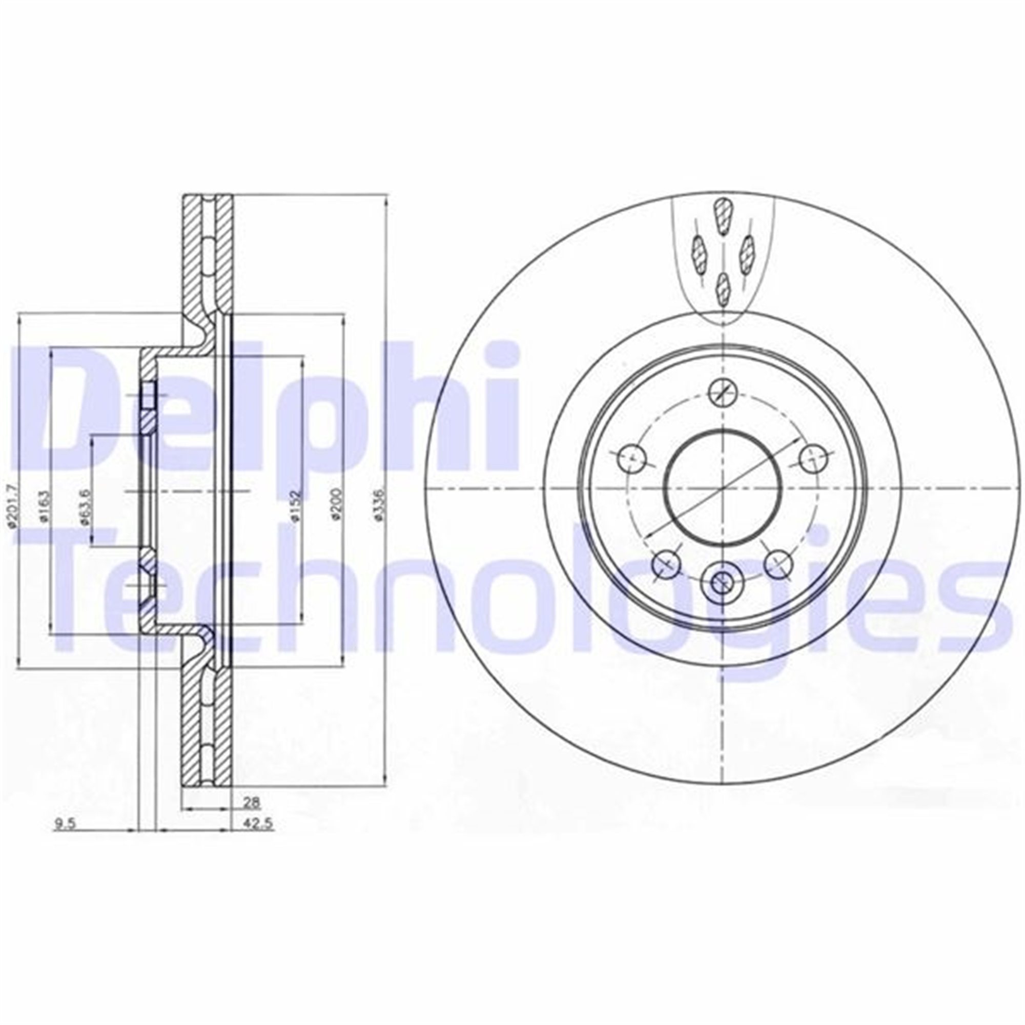 ON FREN DISK AYNASI HAVALI VOLVO S60 II 10>15 S80 II 06> V60 I 11>15 V70 III 07>15 XC70 II 09>15 336cm CAP