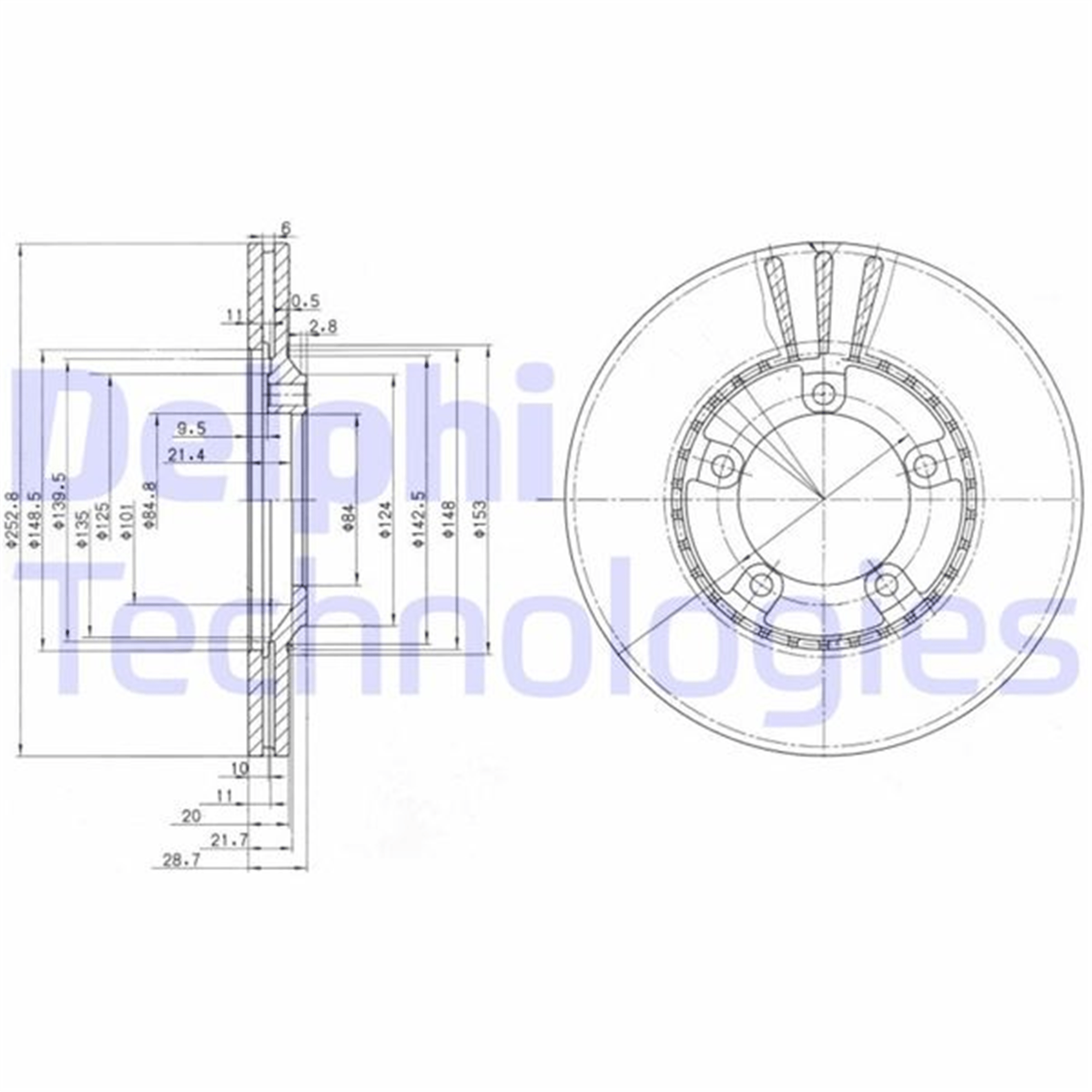 ÖN FREN DİSKİ HAVA KANALLI HYUNDAI H100 2.5L D4BA D4BF 4D55 4D56 PANELVAN 94-05 / 2.6L D4BB KAMYON ET 96-03 253 çap x 5 bijon - Takım disk fiyatıdır