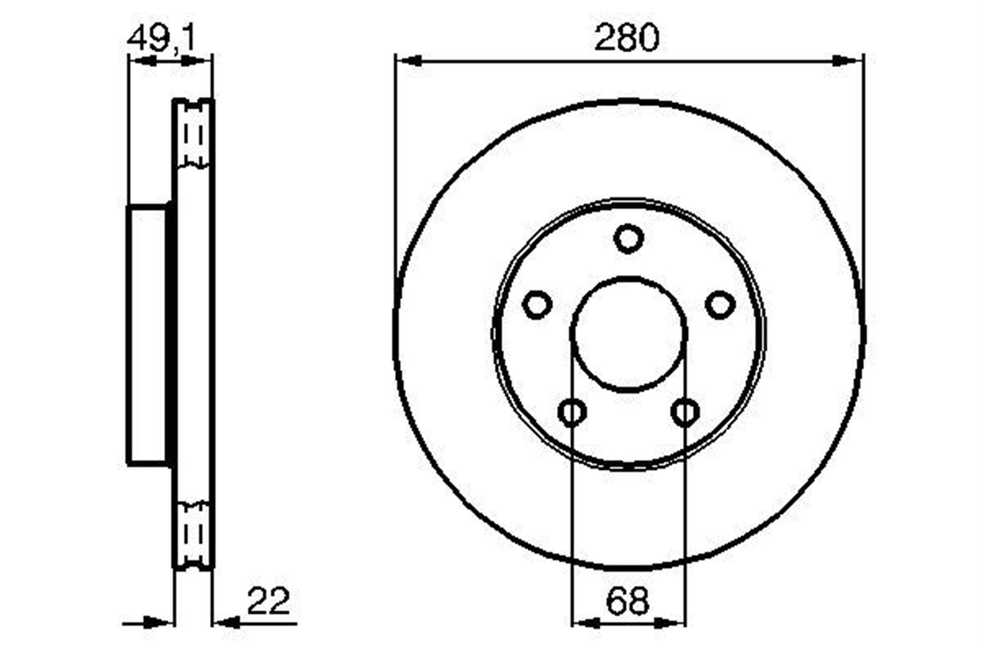 ÖN FREN DİSKİ HAVA KANALLI NISSAN MAXIMA 2.0L VQ20DE DOHC A32 V6 95-00 280 çap x 5 bijon - Adet disk fiyatıdır