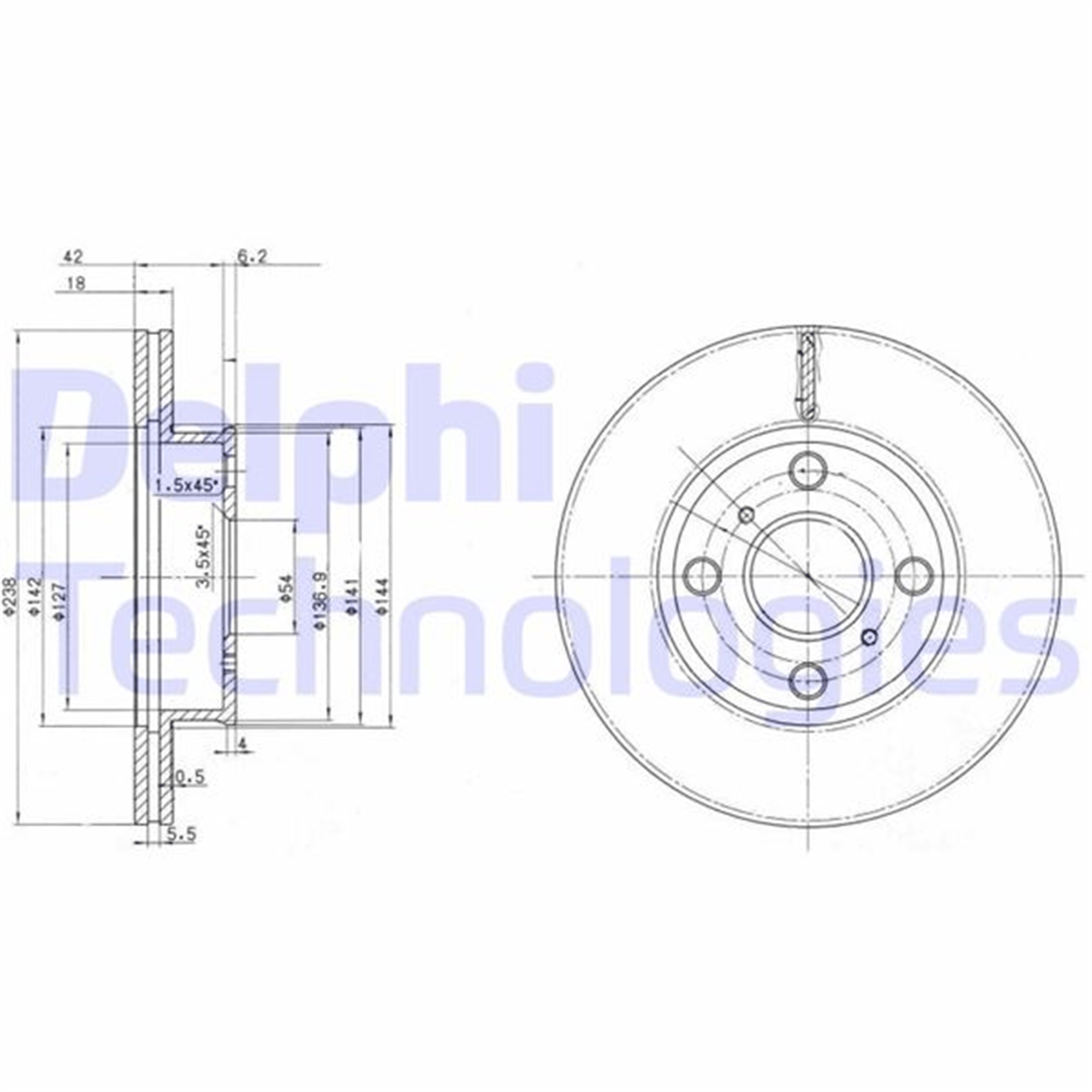 ÖN FREN DİSKİ HAVA KANALLI TOYOTA COROLLA 1.3L 2E EE100 95-98 / 1.6L 4A-F AE92 88-92 238 ÇAP X 4 BİJON - Takım disk fiyatıdır