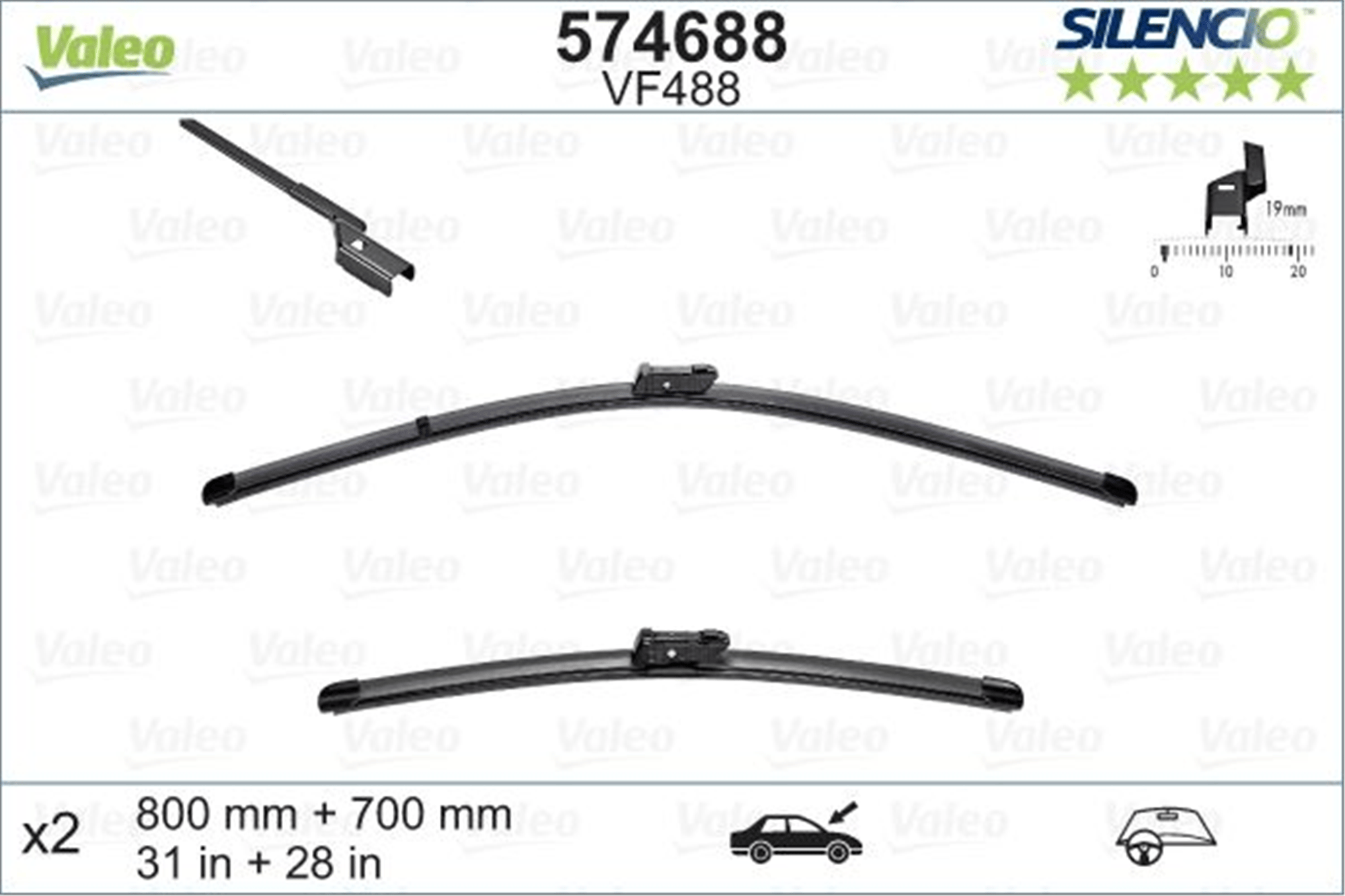ÖN SİLECEK SÜPÜRGE TAKIMI 800-700mm OPEL ZAFIRA C 11>19 PEUGEOT P3008-P5008 09> CITROEN C4 SPACETO URER 18> Silencio X-TRM Flat Blade VM484 X2