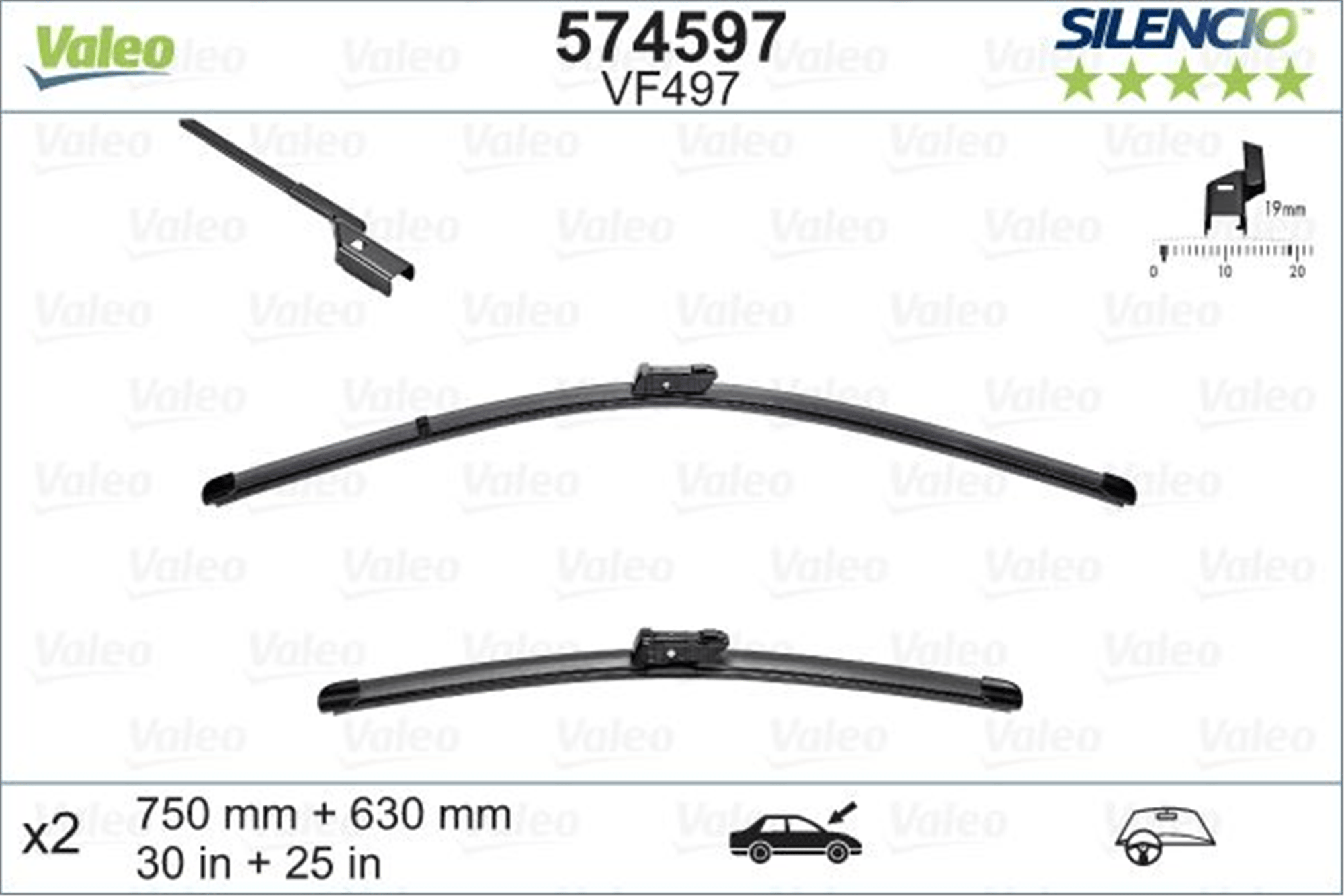 ÖN SİLECEK SÜPÜRGE TAKIMI OPEL ASTRA J 10>20 CITROEN DS5 11> X-TRM Flat Blade VM497 X2 750 630 m m