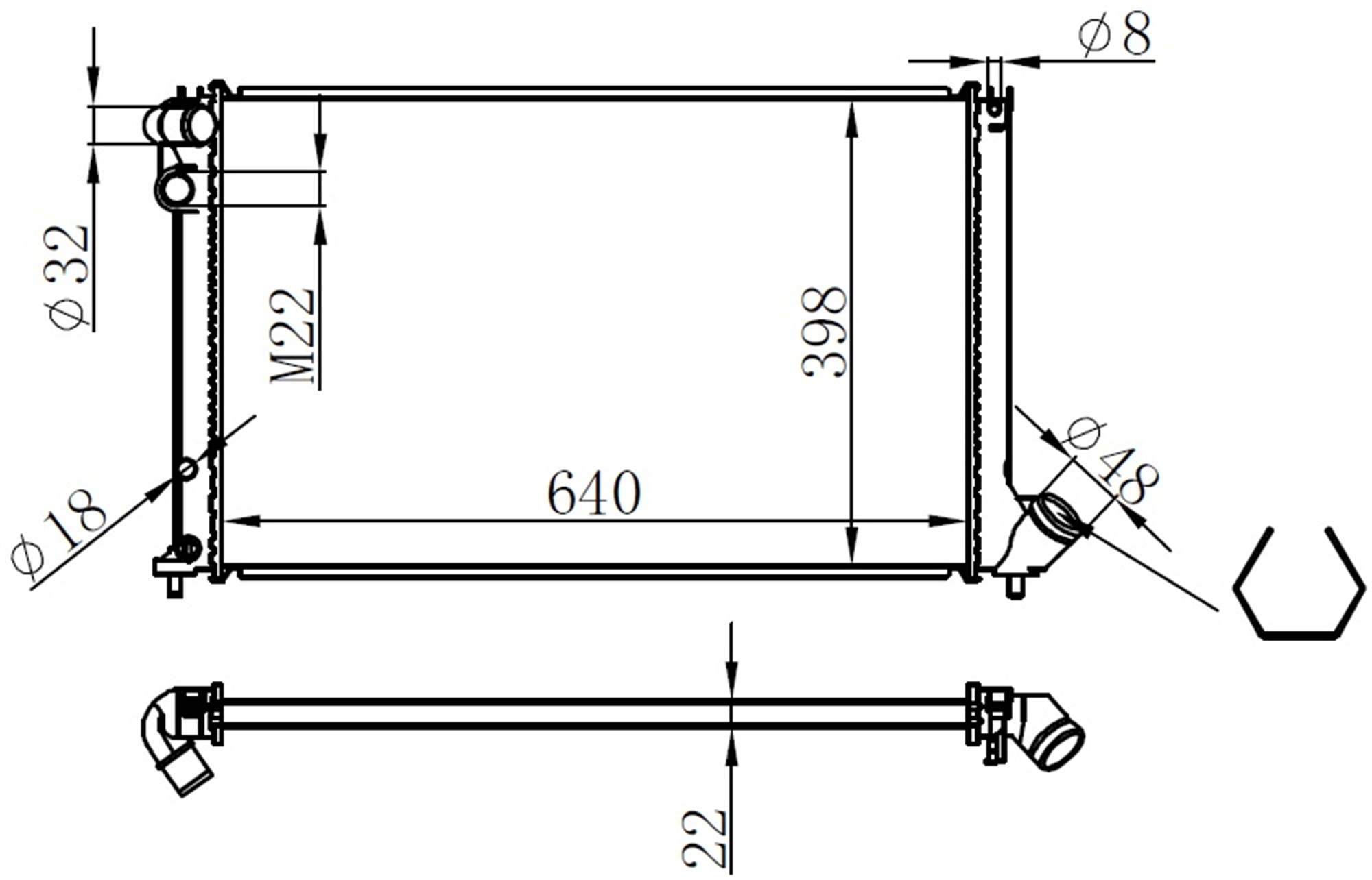 RADYATÖR BRAZİNG 406 95-04 1.8-2.0 16V AC OTOM 640x398x22