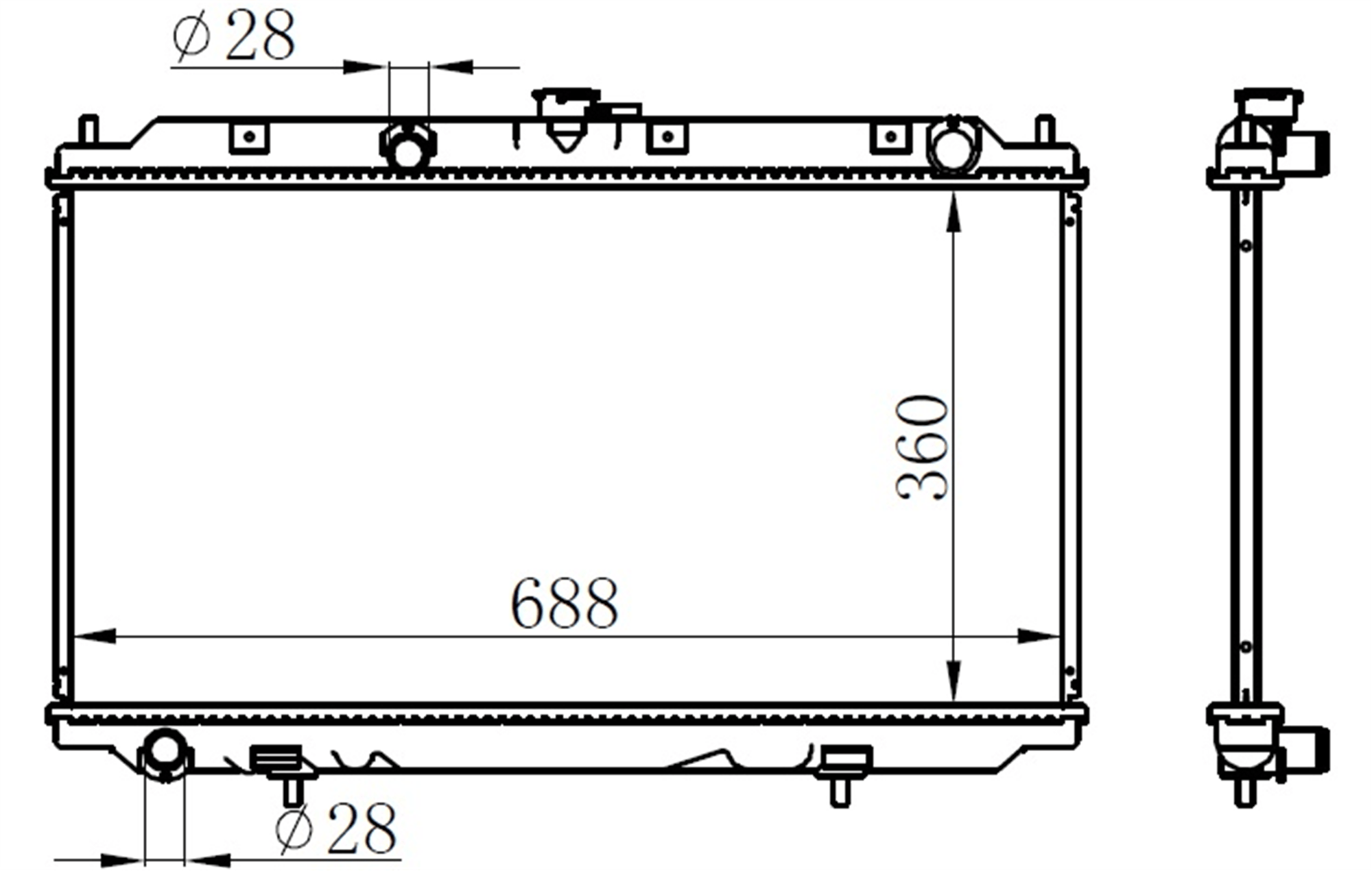 RADYATÖR BRAZİNG ALMERA 00> 1.5-PRIMERA P12 02> AC KLİMASIZ MEKANİK 360x698x169