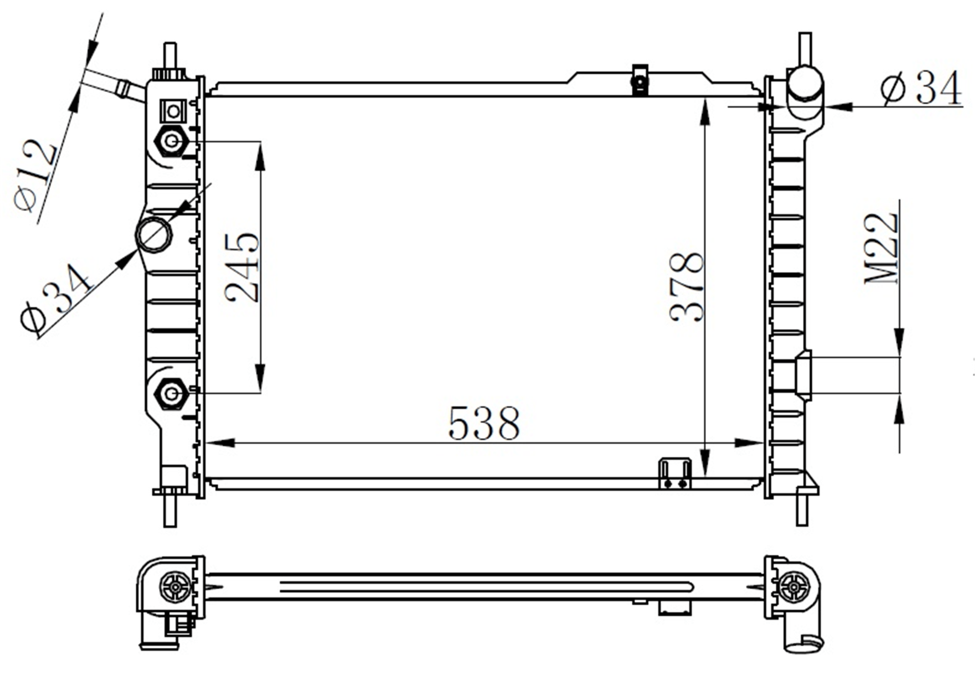 RADYATÖR BRAZİNG ASTRA F 93-98 1.4I-1.6I-2.0I KLİMASIZ MEK OTOM 538x368x26