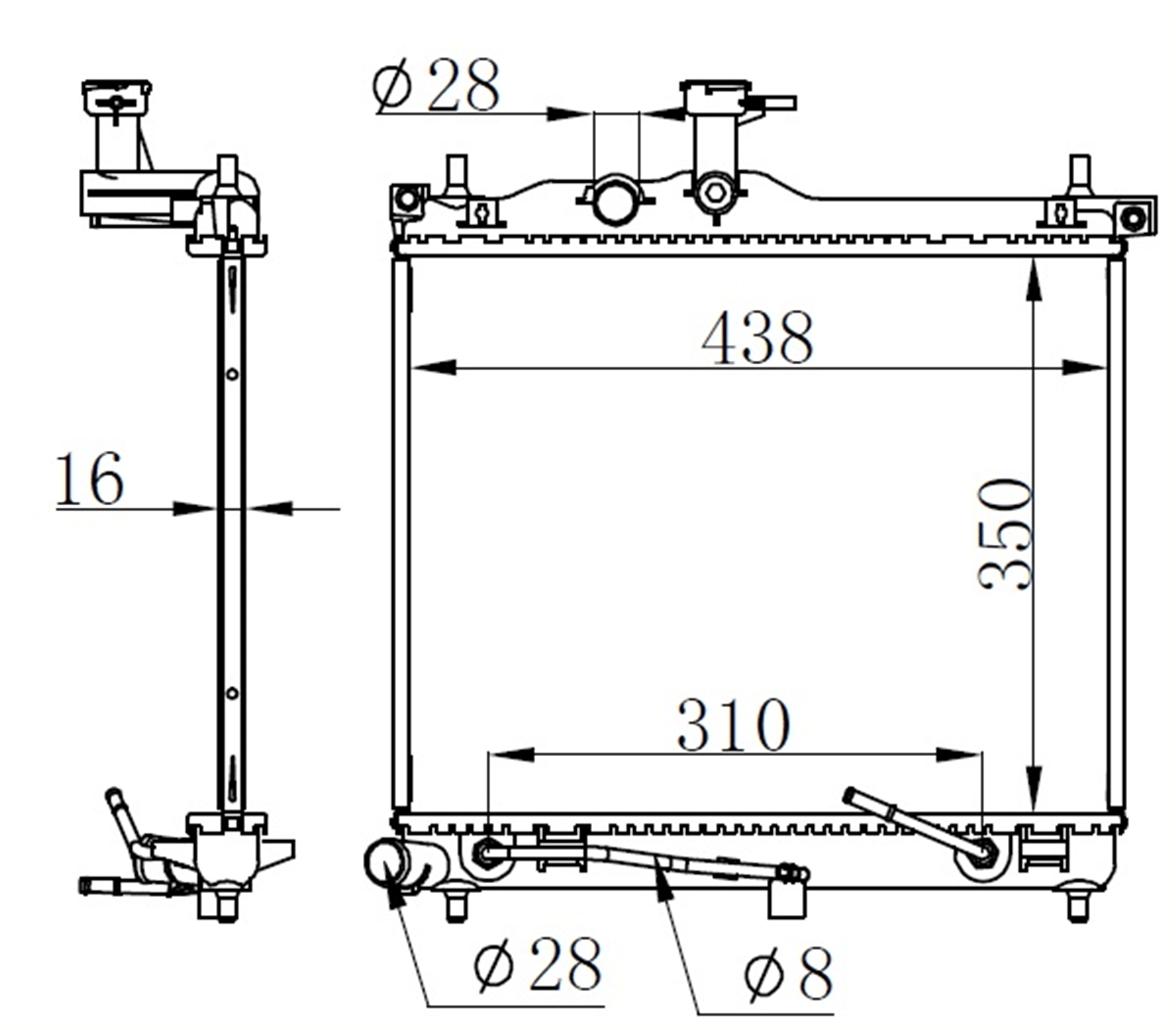 RADYATOR BRAZİNG AT 350X428X16 İ10 1.1 CRDI/1.1İ 2008 67098